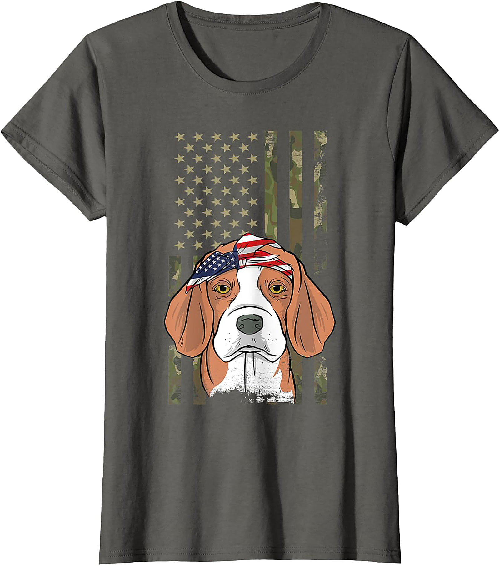 Patriotic Beagle T-shirt – American Flag Bandana Dog Graphic Tee