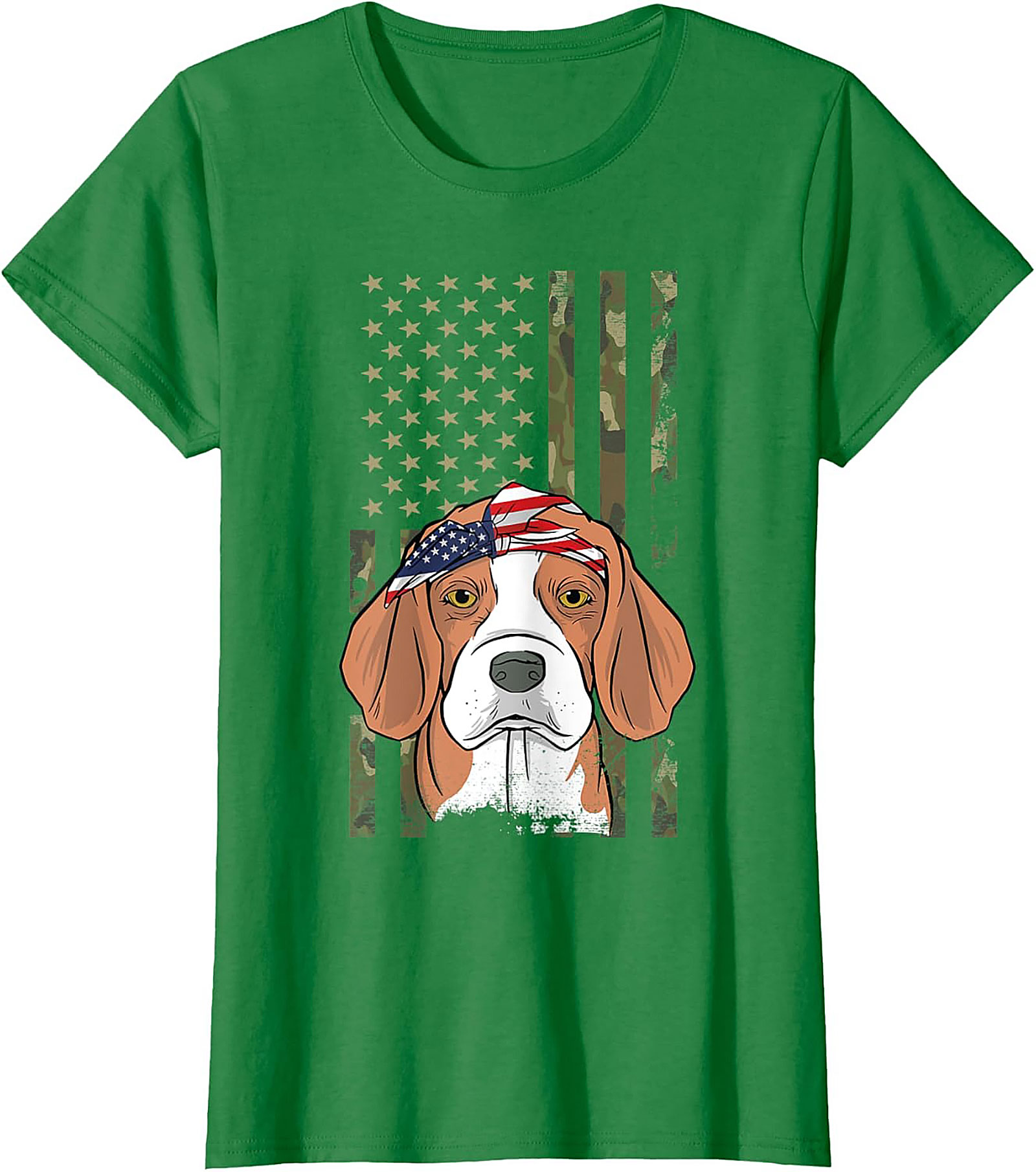 Patriotic Beagle T-shirt – American Flag Bandana Dog Graphic Tee