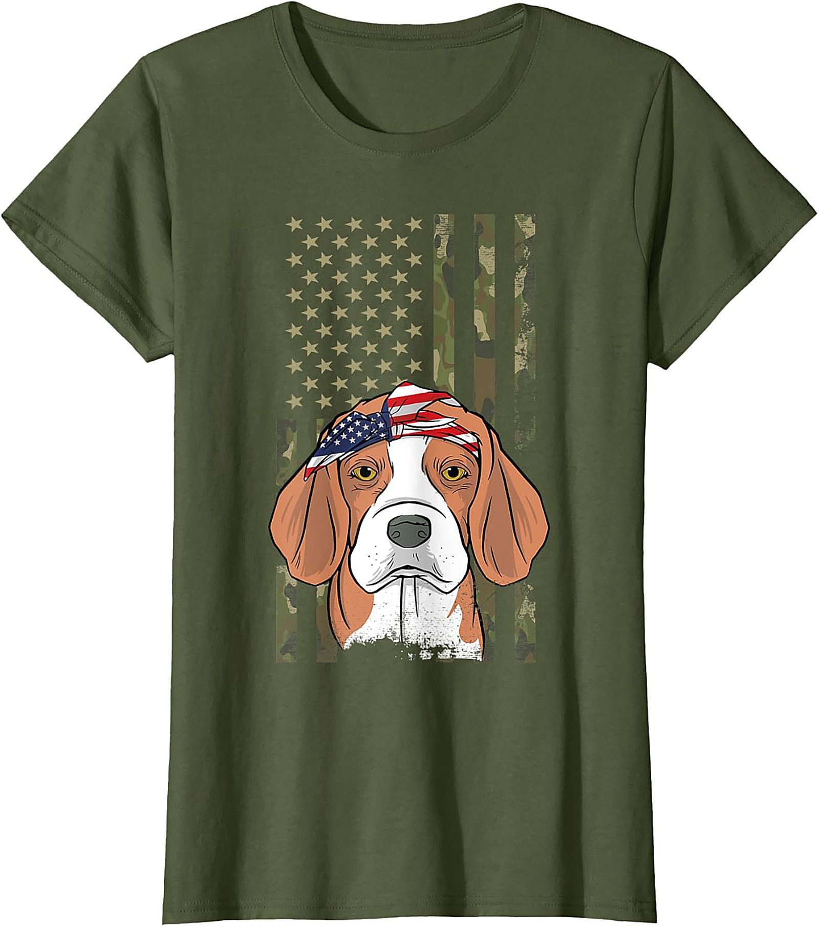 Patriotic Beagle T-shirt – American Flag Bandana Dog Graphic Tee