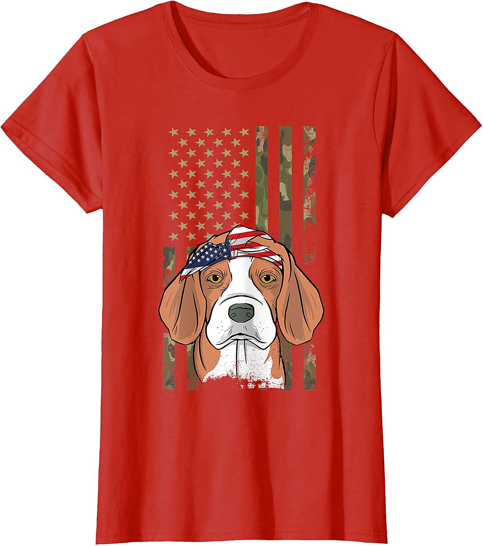 Patriotic Beagle T-shirt – American Flag Bandana Dog Graphic Tee