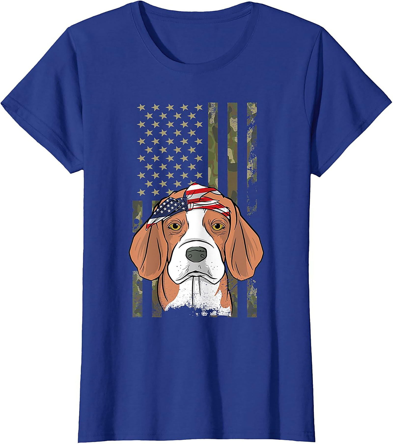 Patriotic Beagle T-shirt – American Flag Bandana Dog Graphic Tee