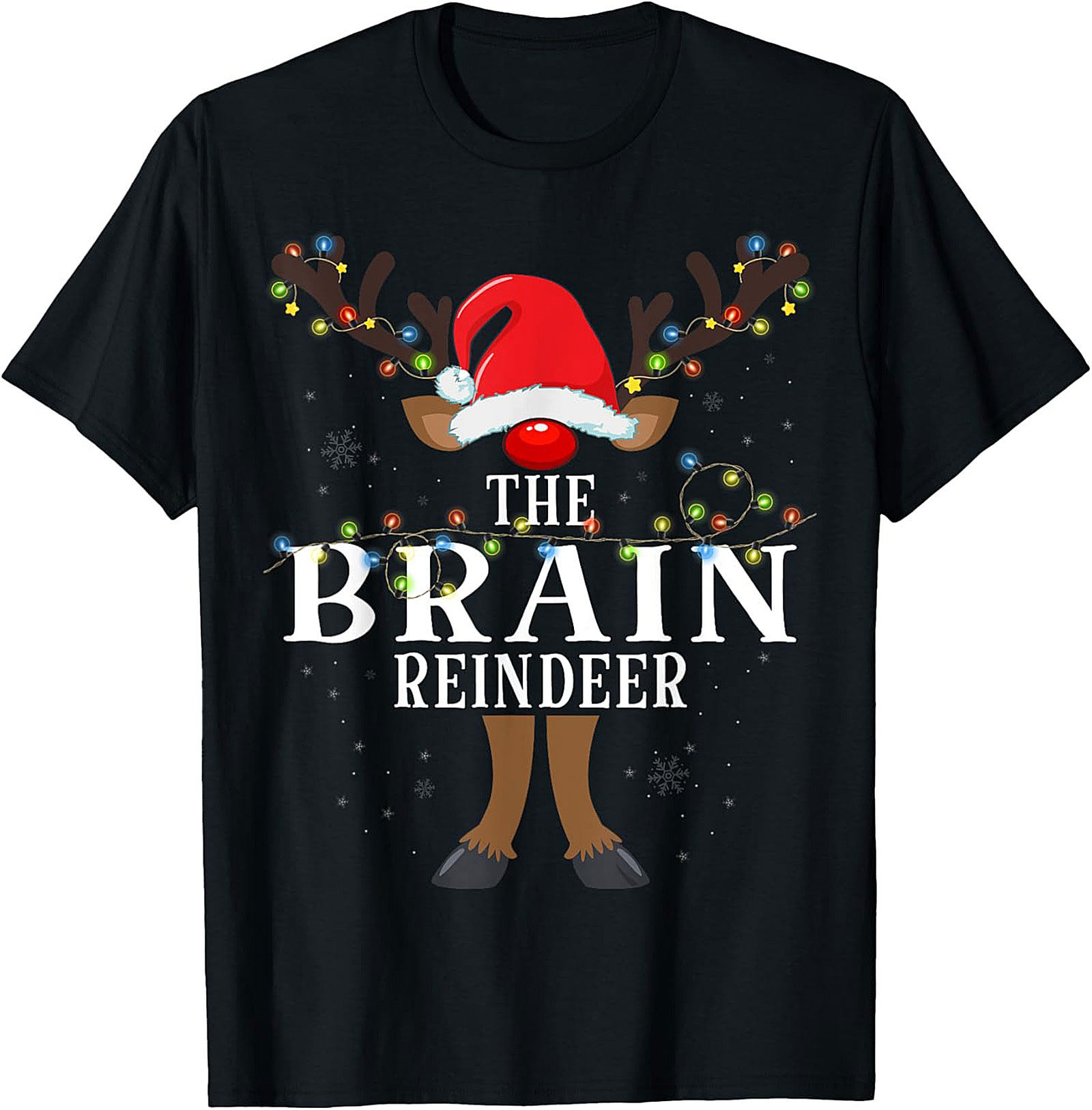 The Brain Reindeer Funny Christmas T-Shirt Holiday Tee