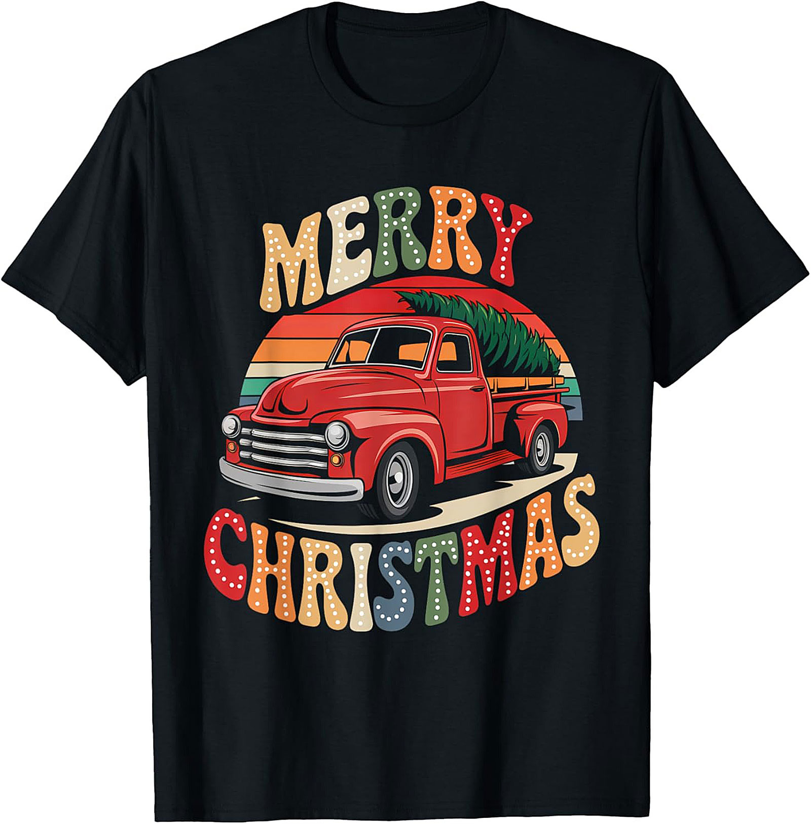 Vintage Christmas Truck T-shirt Retro Holiday Tee Gift