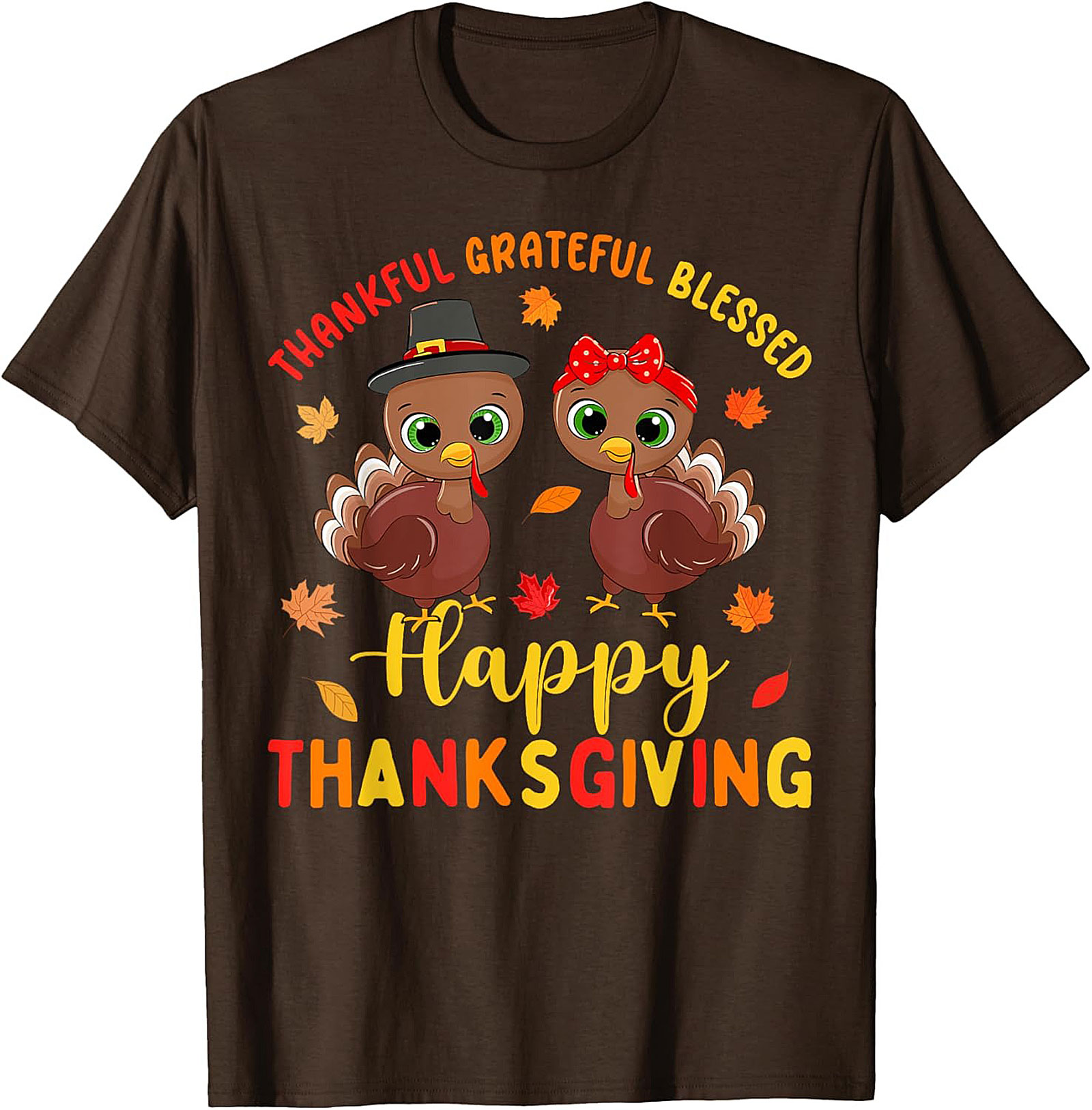 Thankful Grateful Blessed Cute Turkey Thanksgiving T-shirt