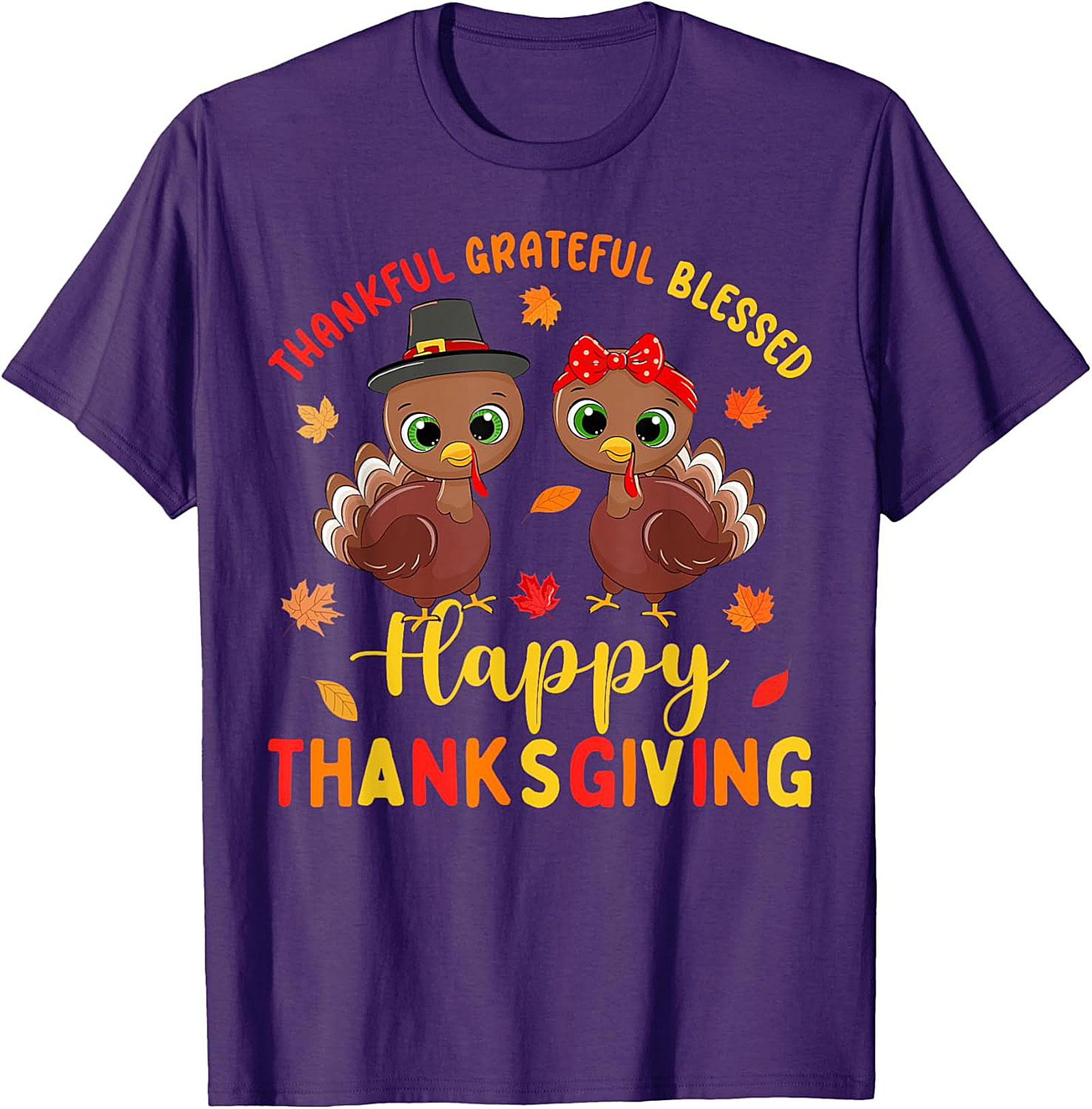 Thankful Grateful Blessed Cute Turkey Thanksgiving T-shirt