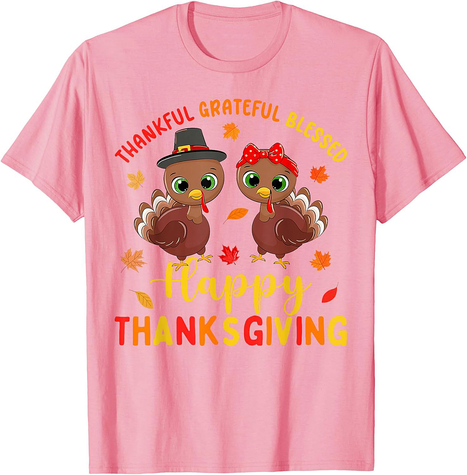 Thankful Grateful Blessed Cute Turkey Thanksgiving T-shirt