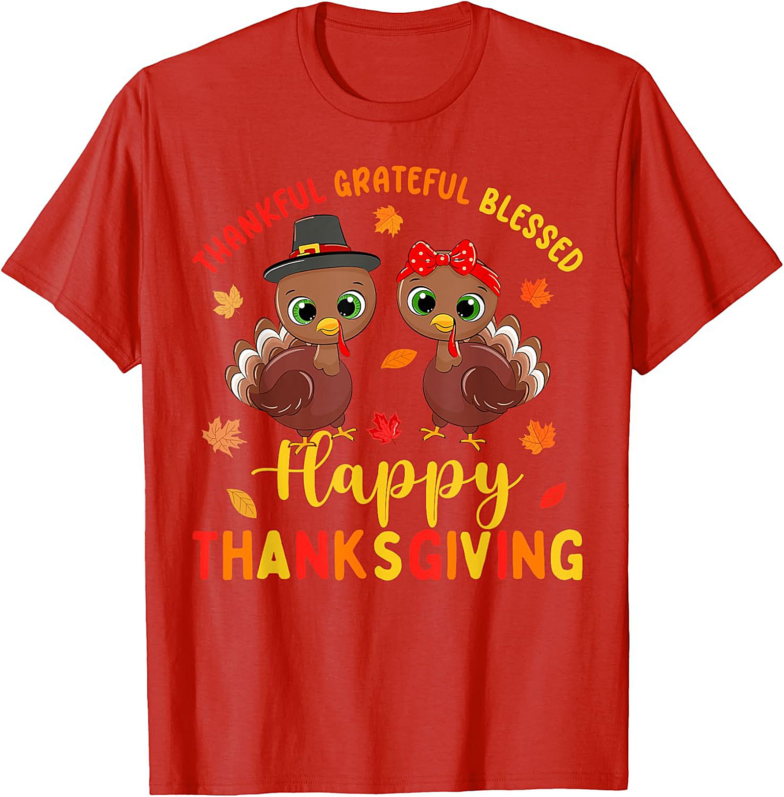 Thankful Grateful Blessed Cute Turkey Thanksgiving T-shirt