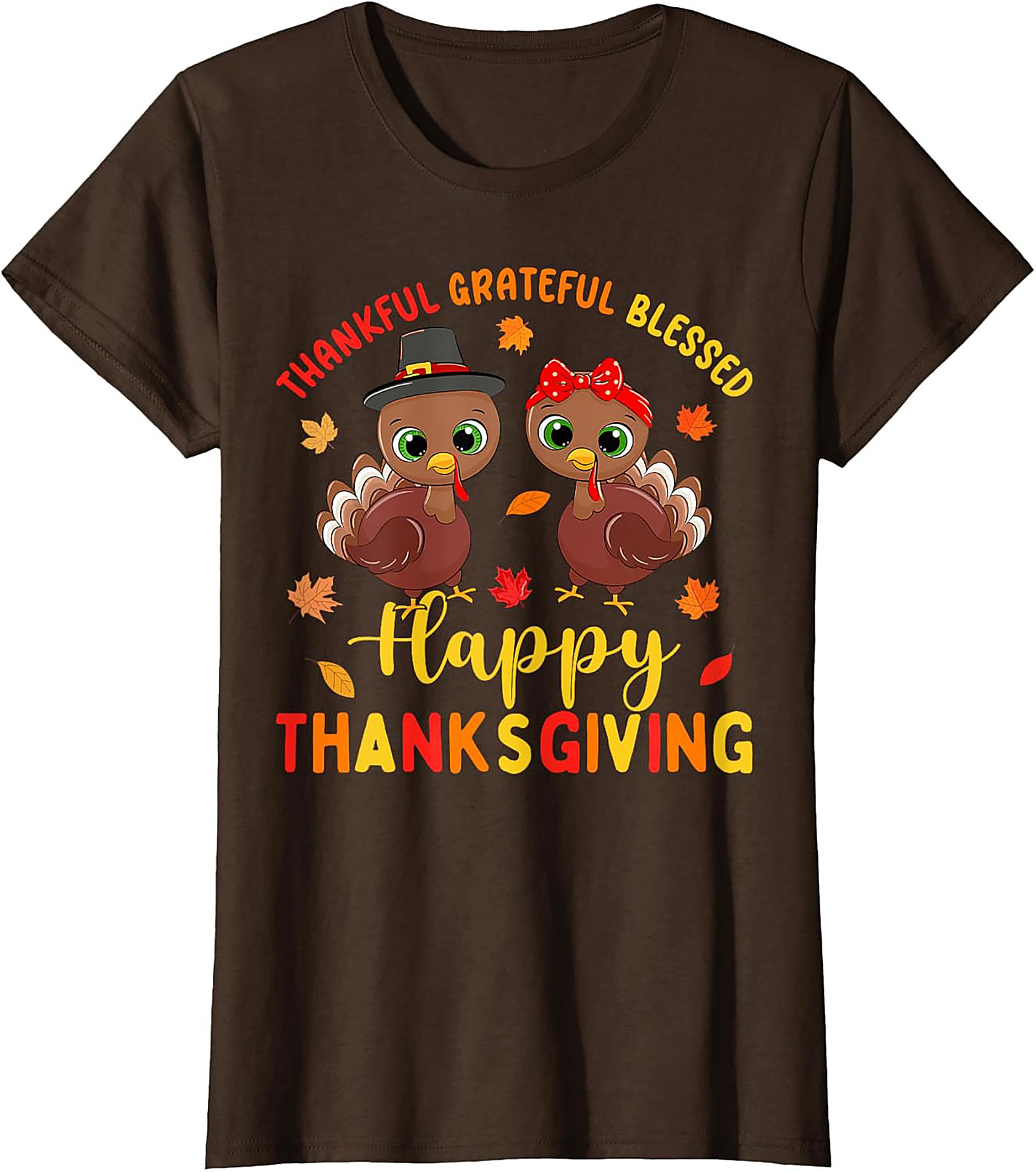 Thankful Grateful Blessed Cute Turkey Thanksgiving T-shirt