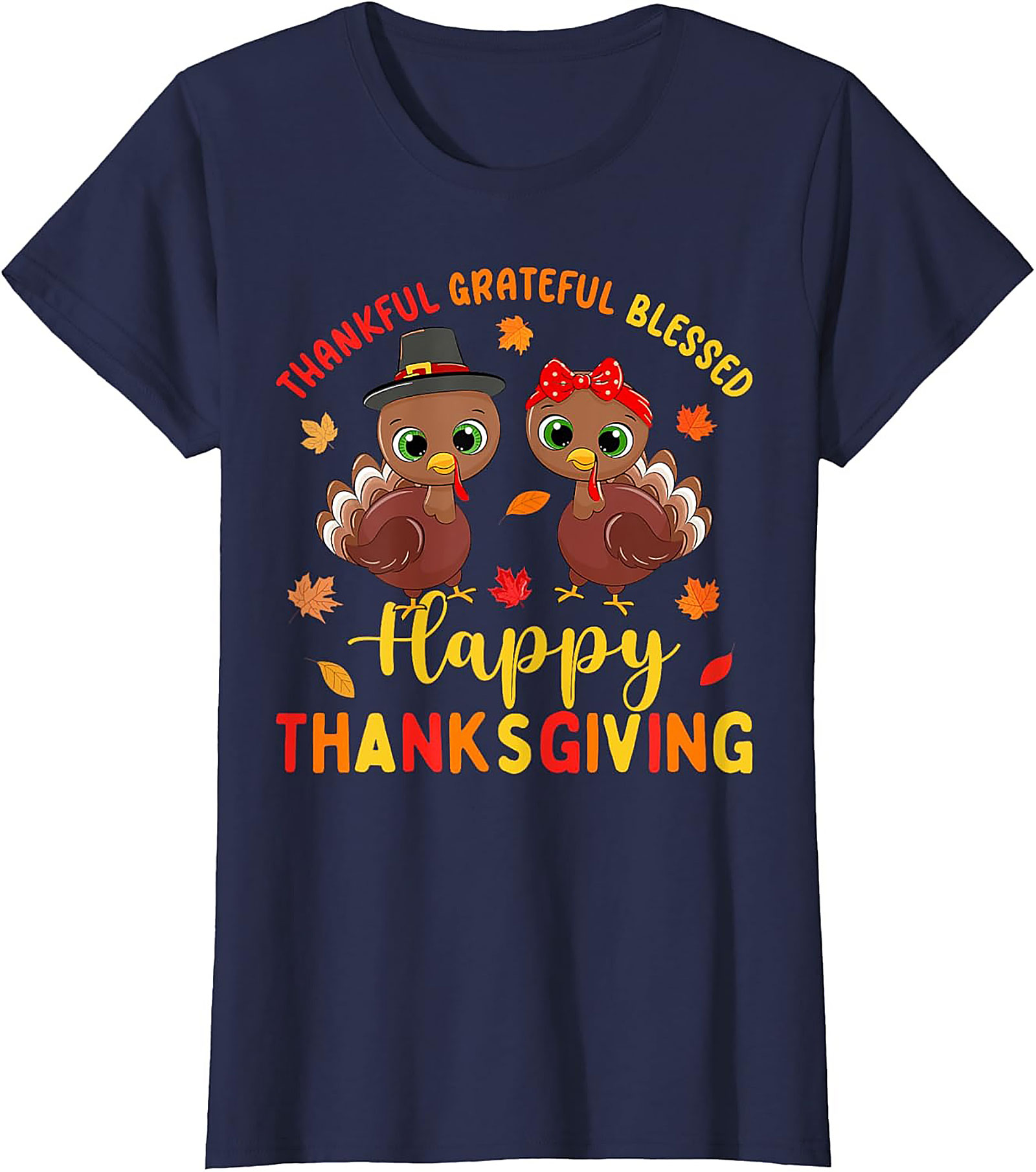Thankful Grateful Blessed Cute Turkey Thanksgiving T-shirt