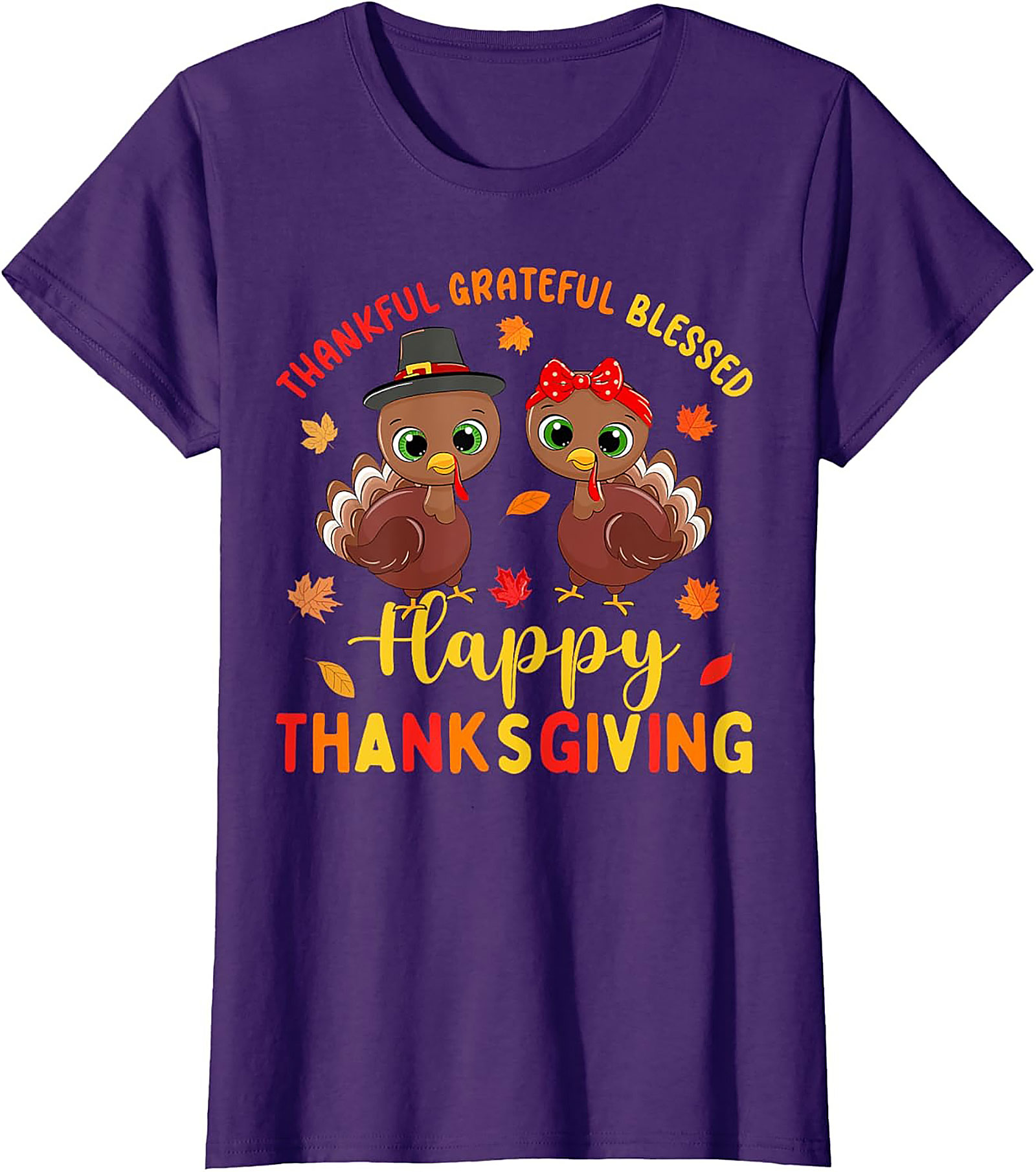 Thankful Grateful Blessed Cute Turkey Thanksgiving T-shirt