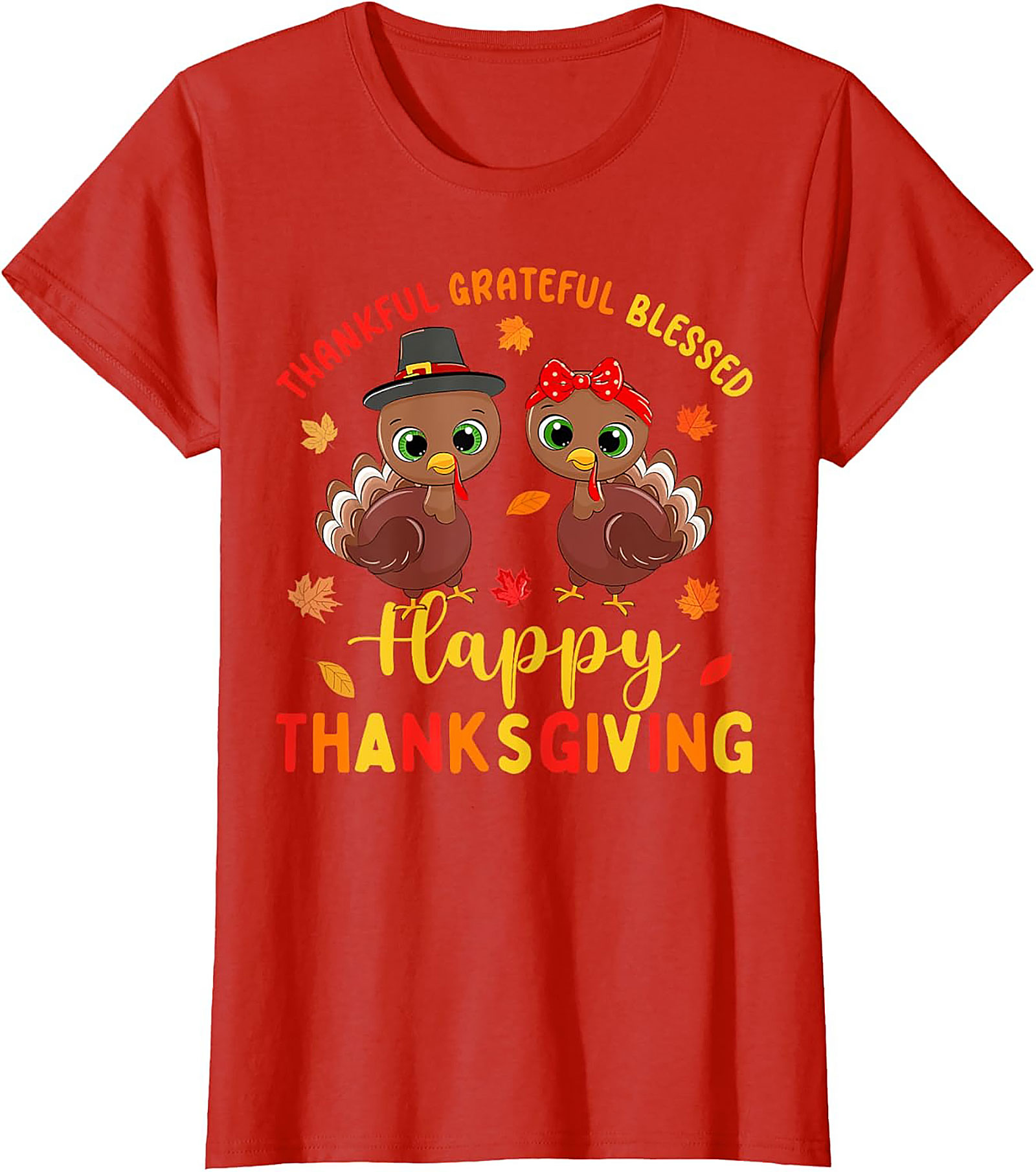 Thankful Grateful Blessed Cute Turkey Thanksgiving T-shirt