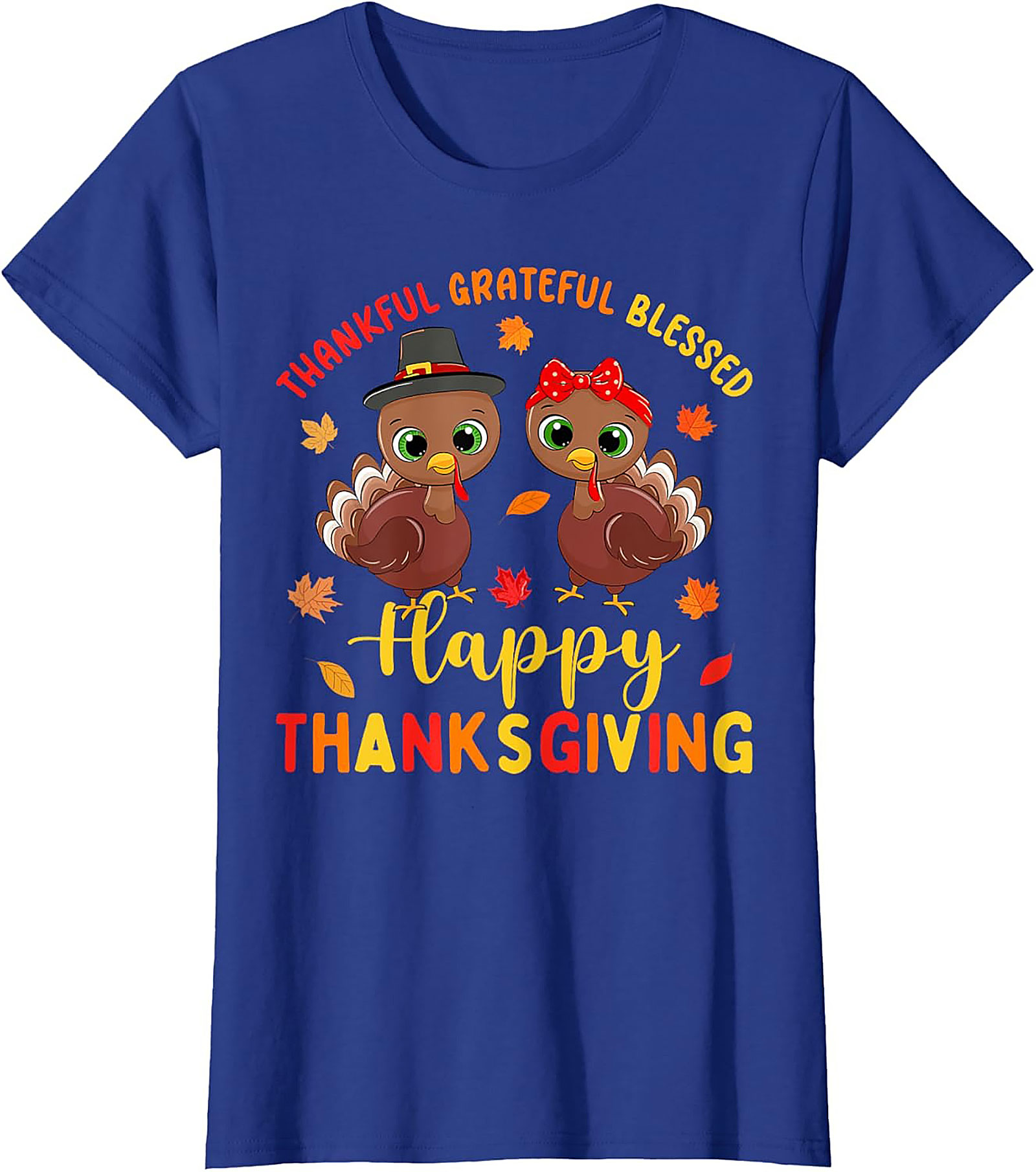 Thankful Grateful Blessed Cute Turkey Thanksgiving T-shirt
