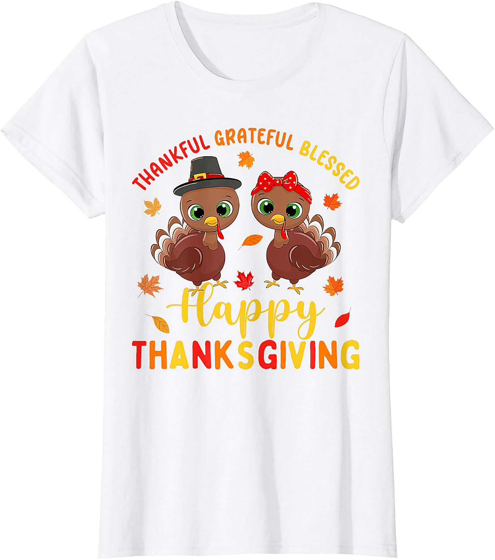 Thankful Grateful Blessed Cute Turkey Thanksgiving T-shirt