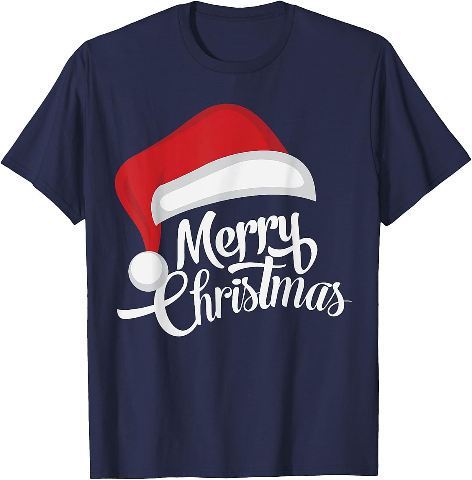 Merry Christmas T-Shirt Santa Hat Graphic Tee