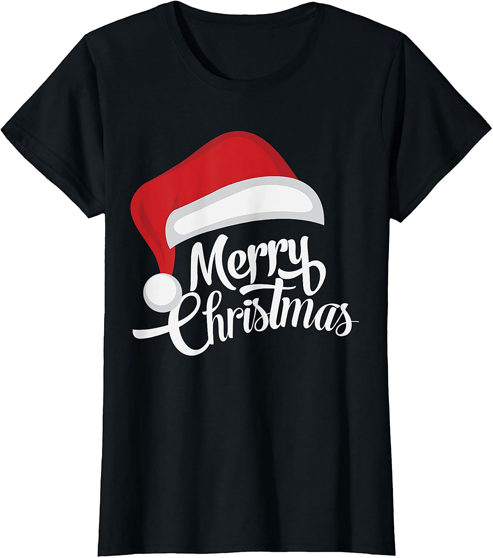 Merry Christmas T-Shirt Santa Hat Graphic Tee