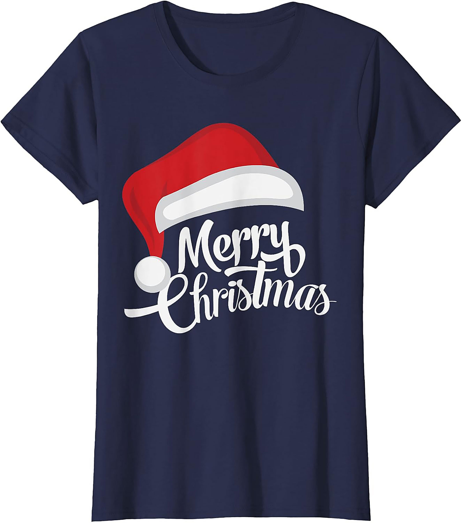 Merry Christmas T-Shirt Santa Hat Graphic Tee