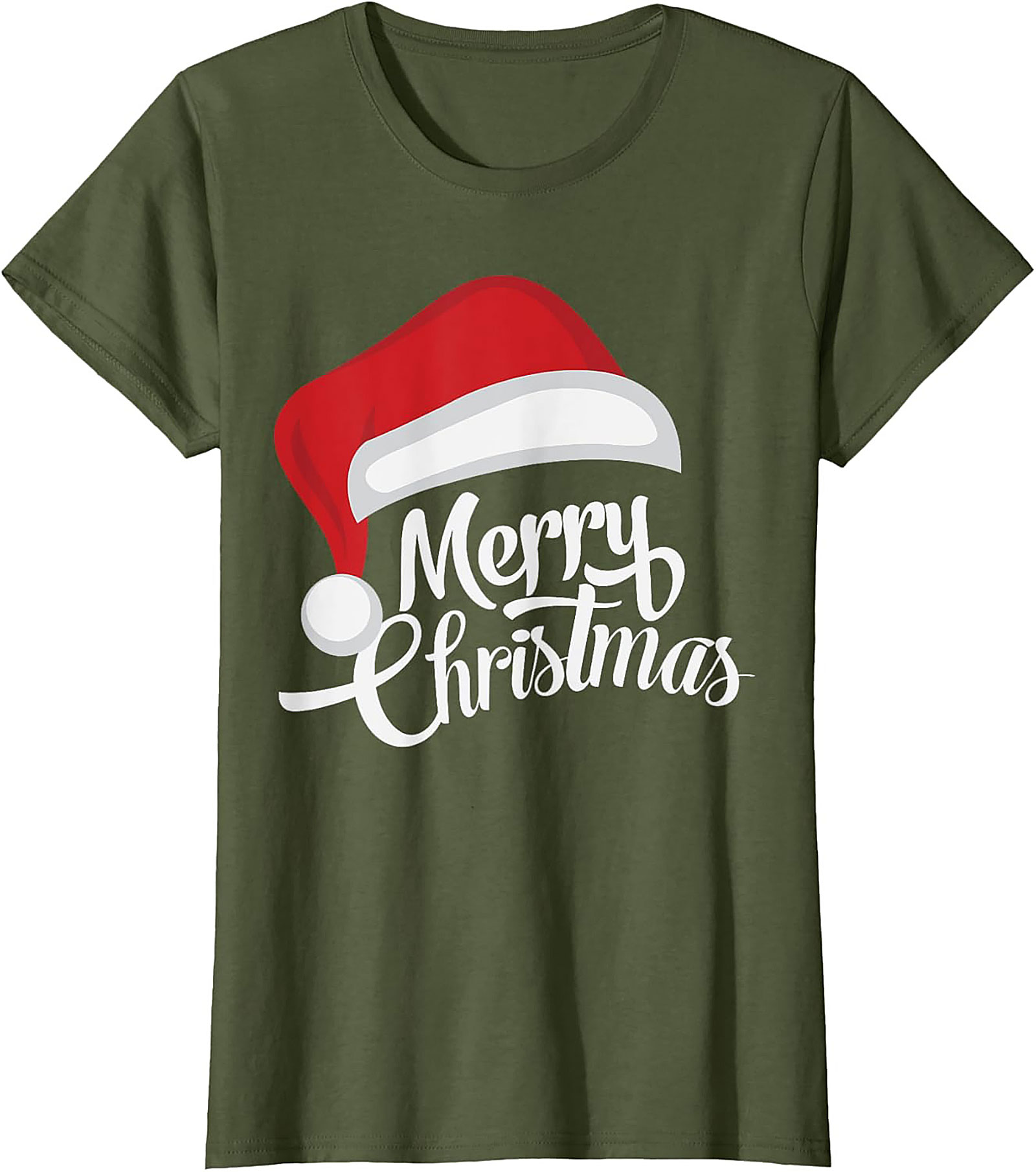 Merry Christmas T-Shirt Santa Hat Graphic Tee