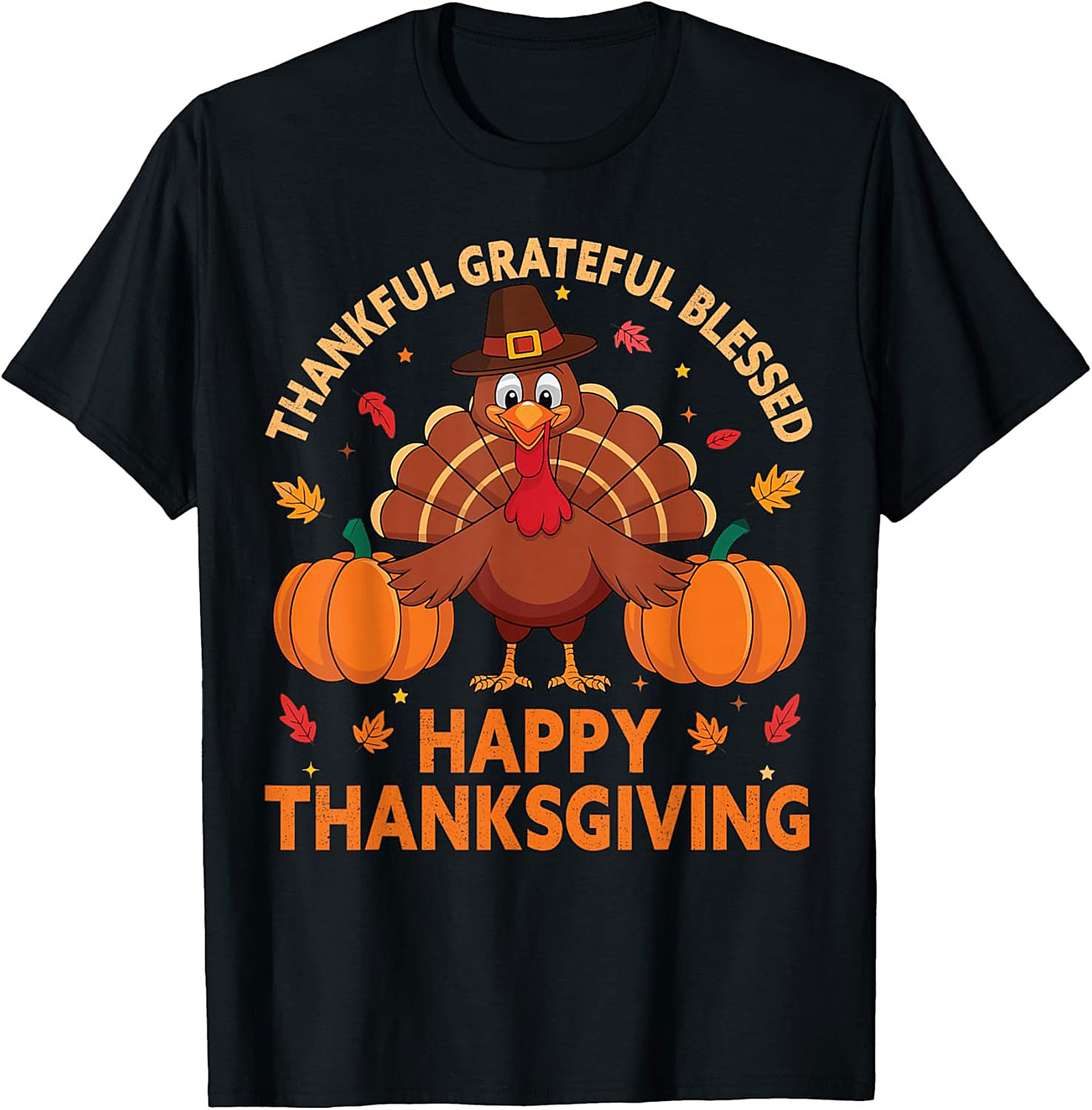 Thankful Grateful Blessed Thanksgiving T-Shirt | Funny Tee 