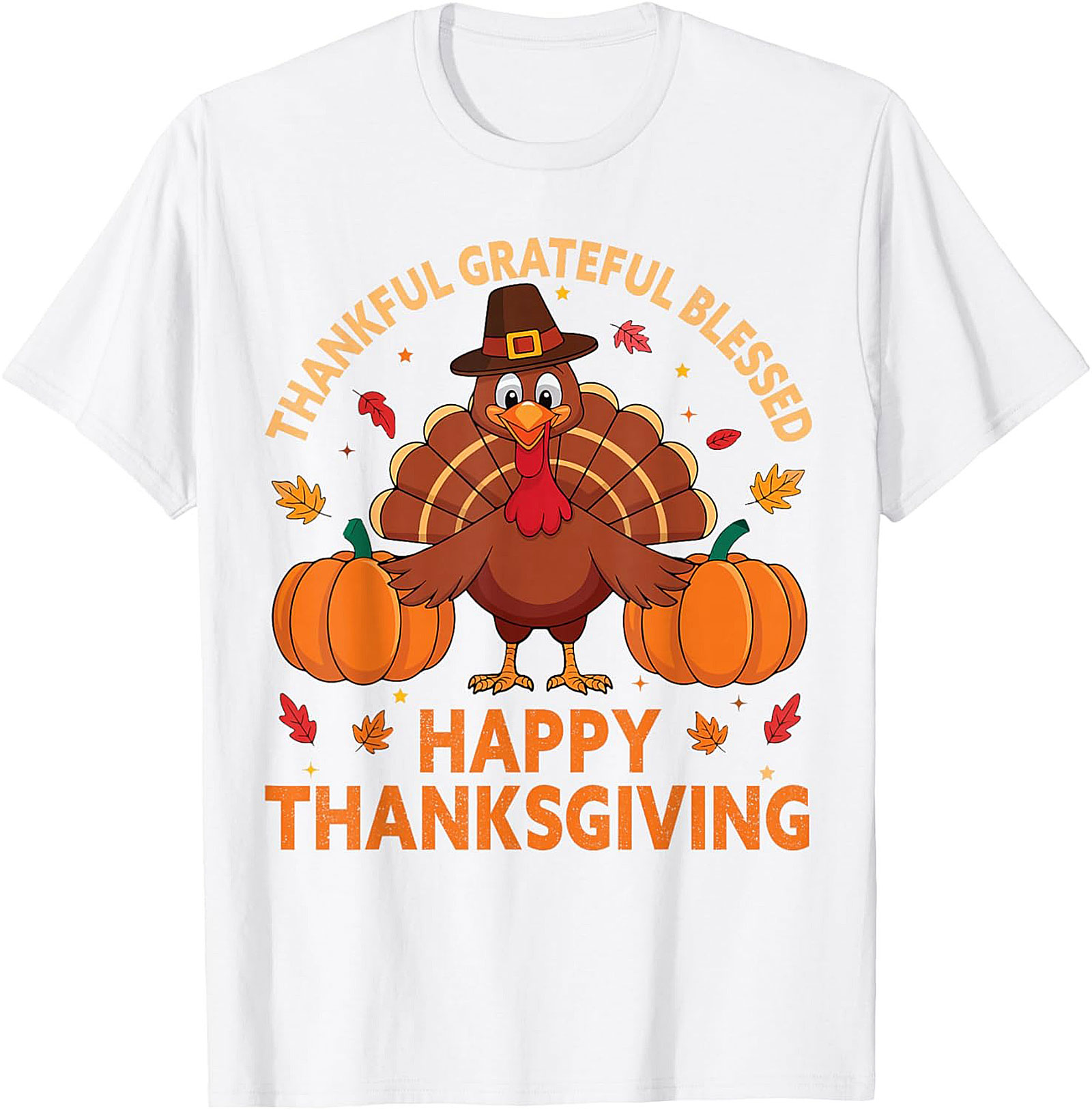 Thankful Grateful Blessed Thanksgiving T-Shirt | Funny Tee 