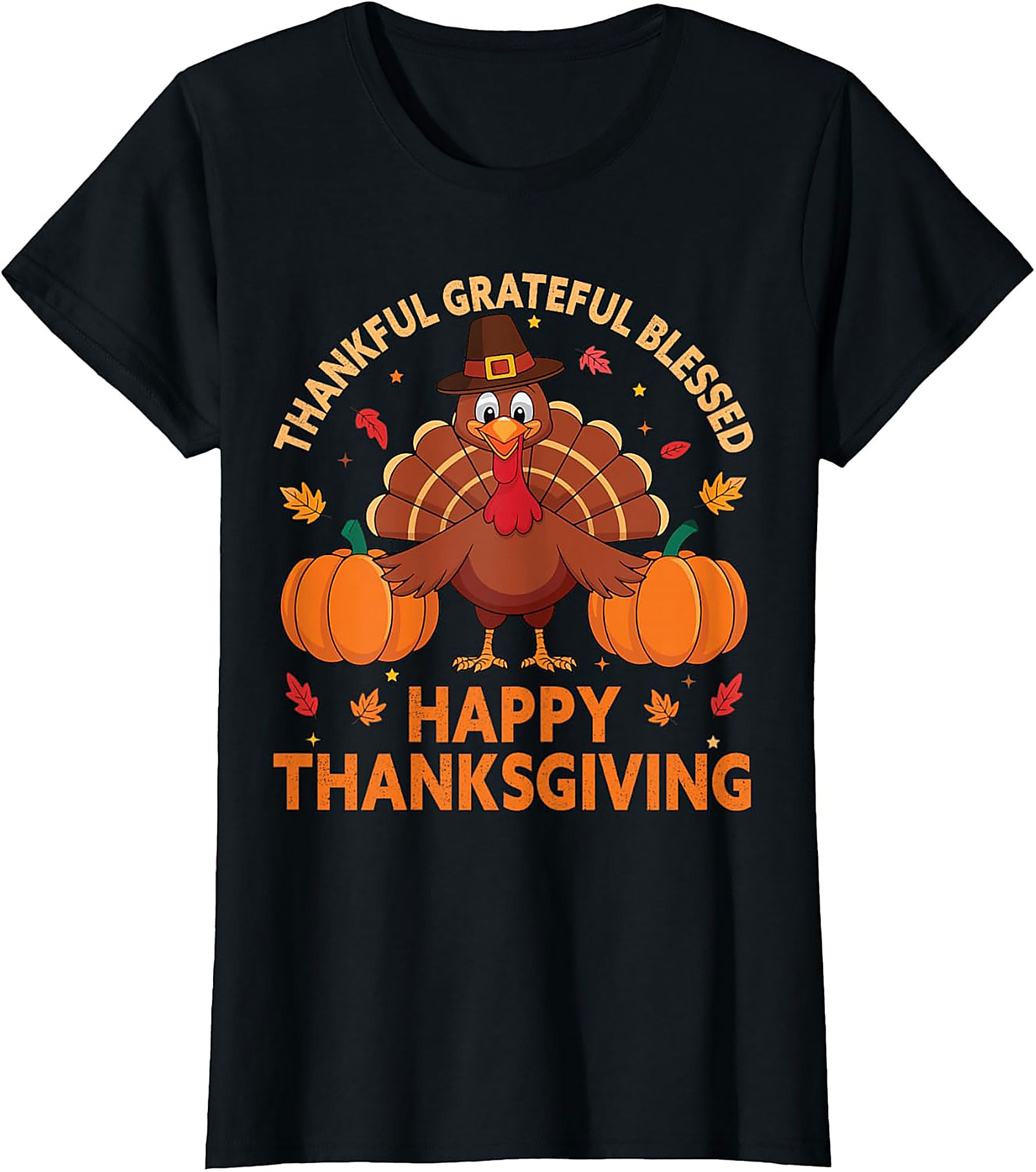 Thankful Grateful Blessed Thanksgiving T-Shirt | Funny Tee 