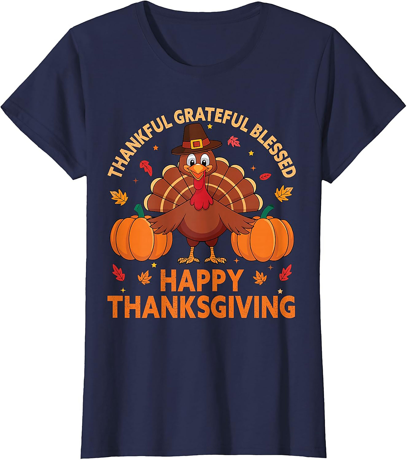 Thankful Grateful Blessed Thanksgiving T-Shirt | Funny Tee 