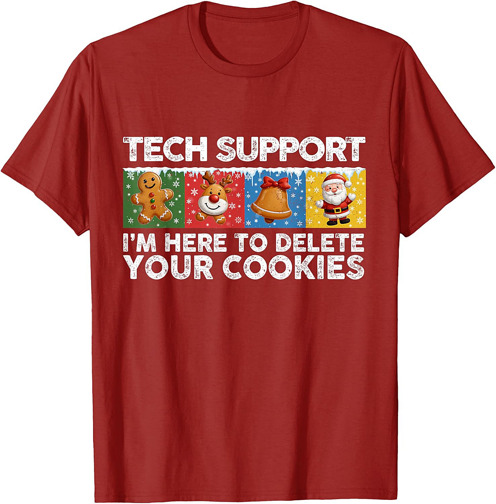 Funny Tech Support Christmas Graphic Tee Delete Cookies