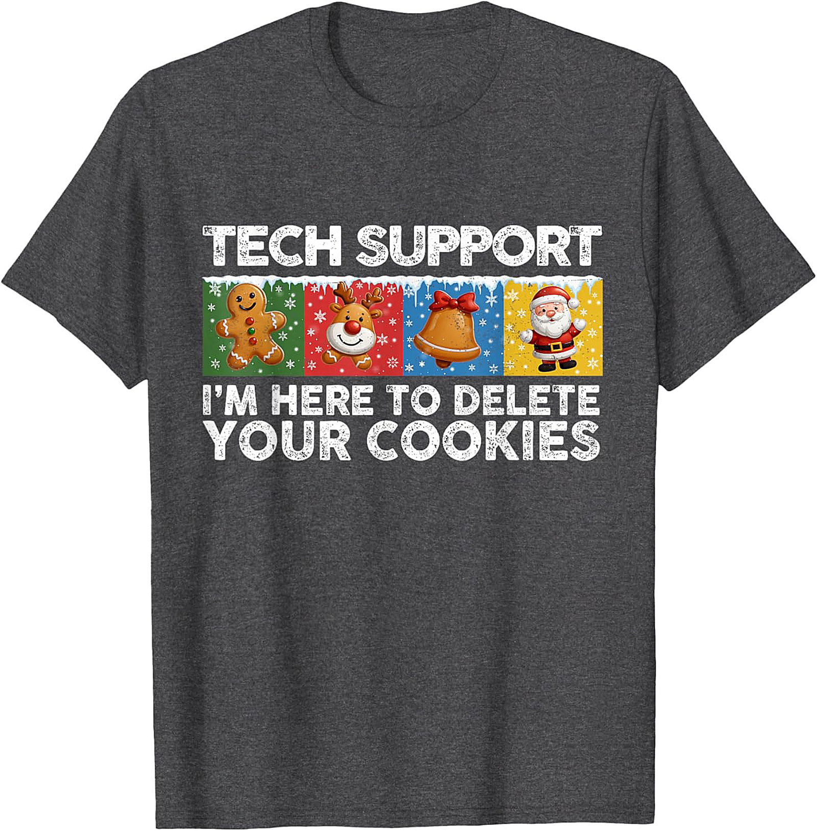 Funny Tech Support Christmas Graphic Tee Delete Cookies