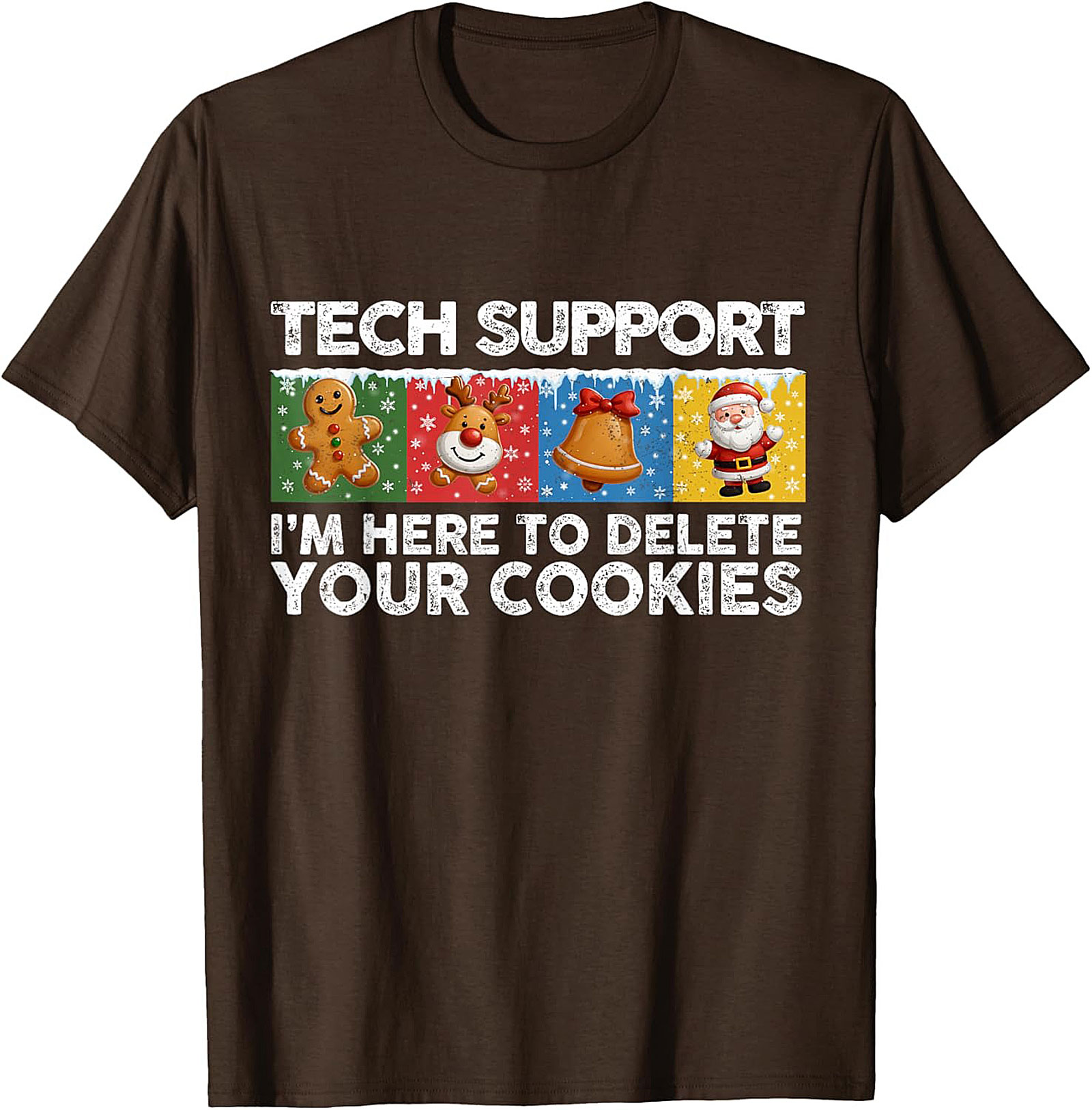Funny Tech Support Christmas Graphic Tee Delete Cookies