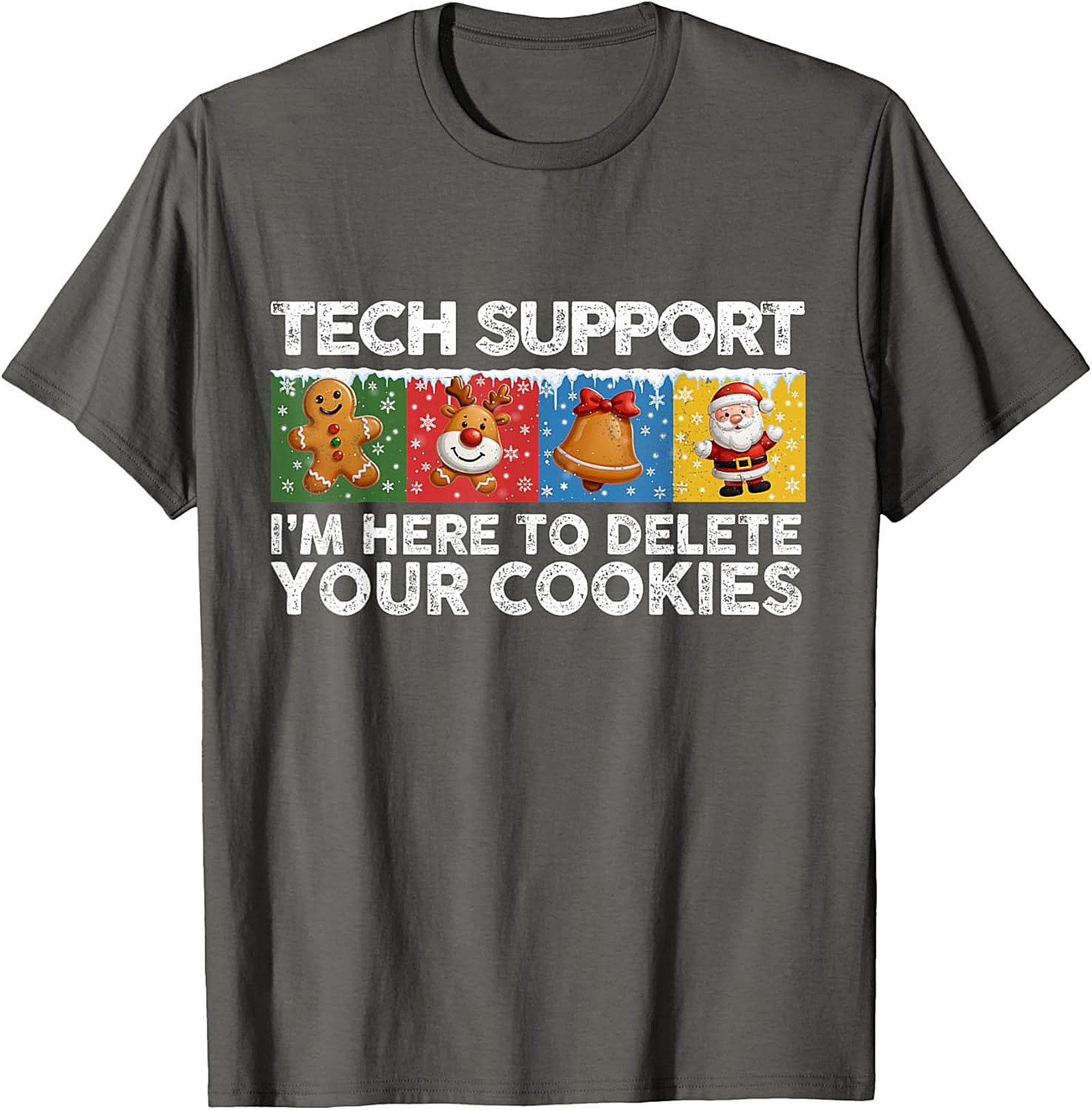 Funny Tech Support Christmas Graphic Tee Delete Cookies