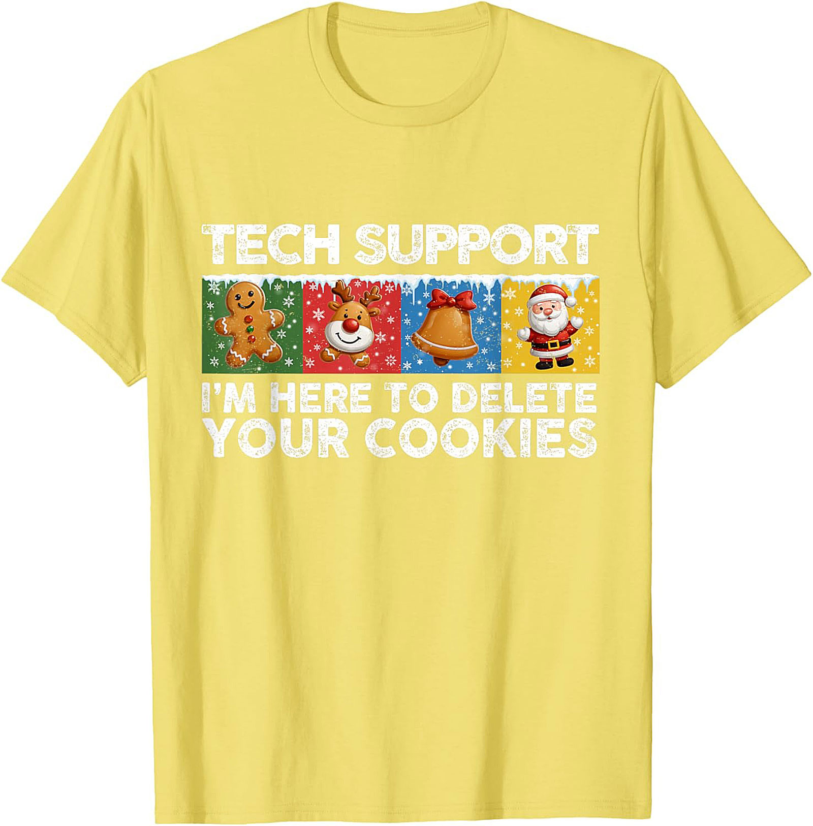 Funny Tech Support Christmas Graphic Tee Delete Cookies