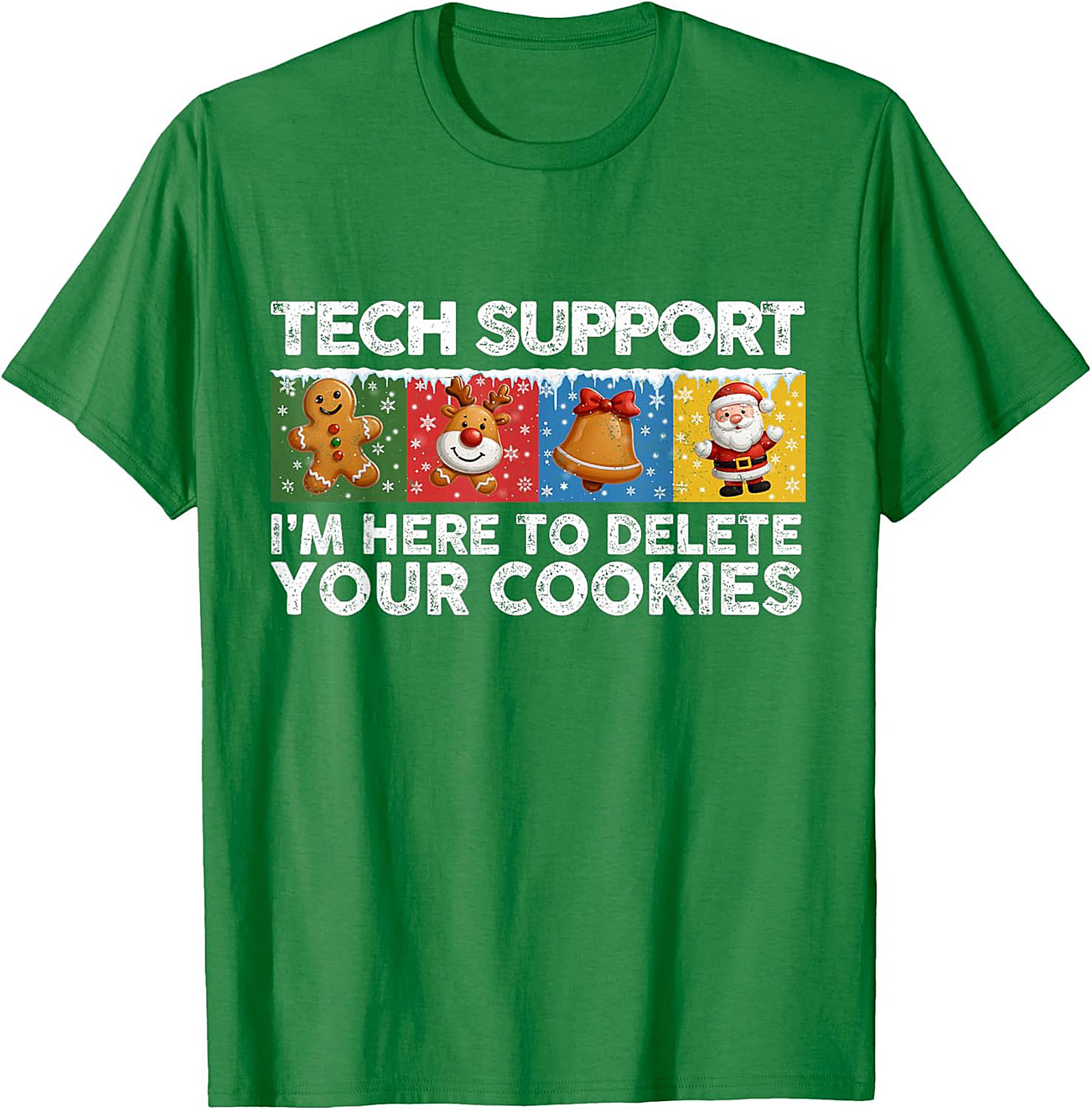 Funny Tech Support Christmas Graphic Tee Delete Cookies