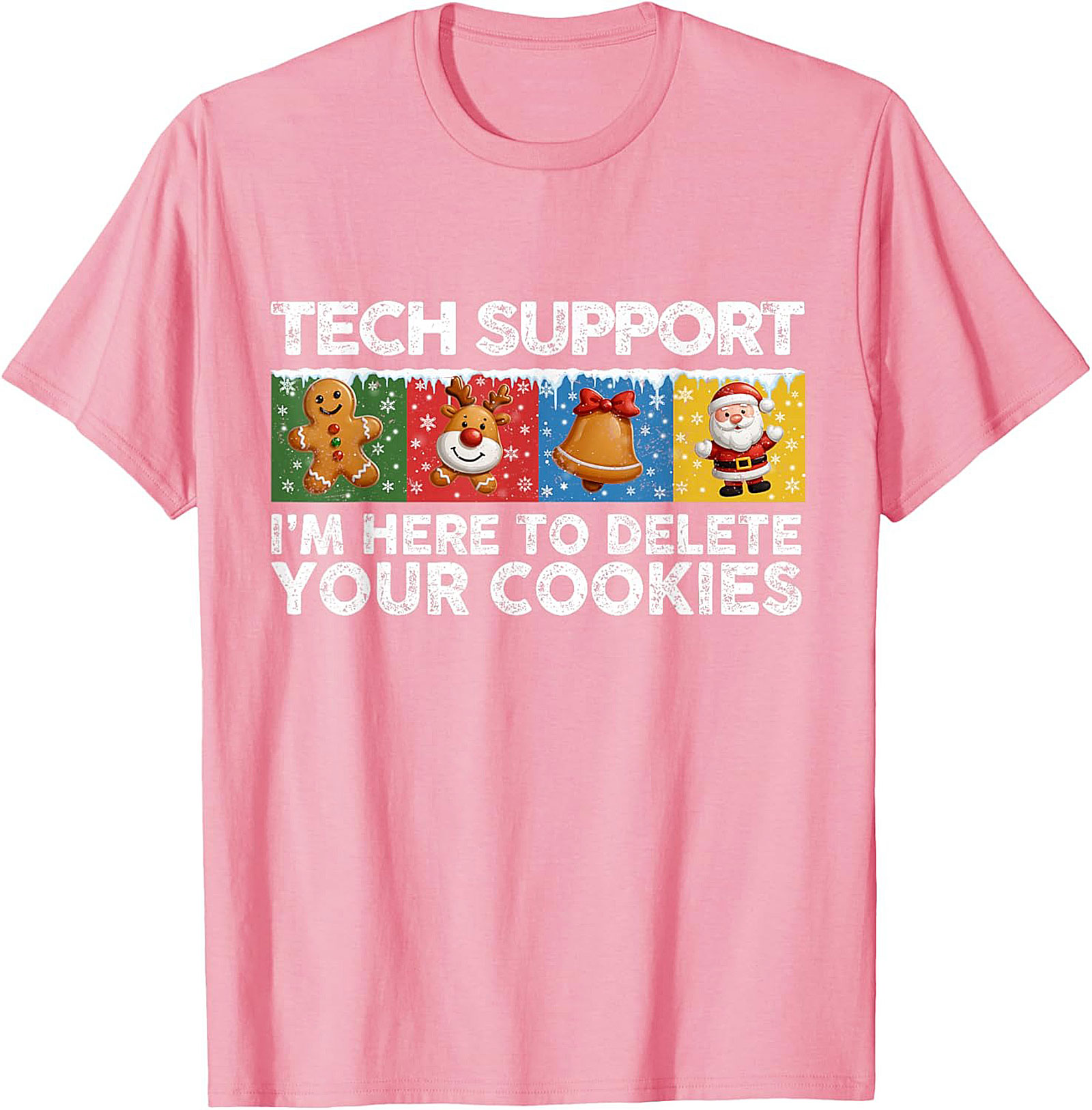 Funny Tech Support Christmas Graphic Tee Delete Cookies