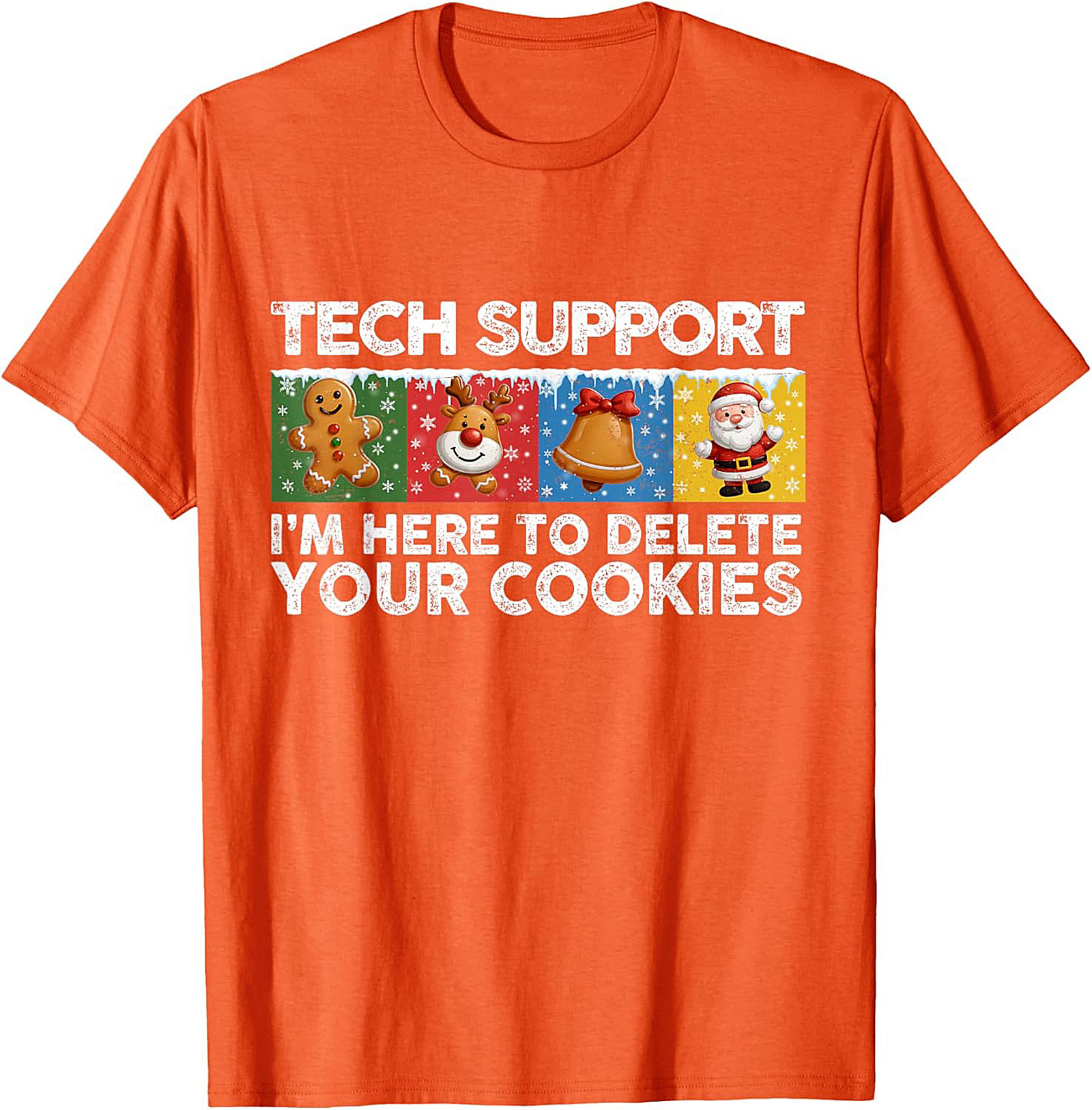 Funny Tech Support Christmas Graphic Tee Delete Cookies