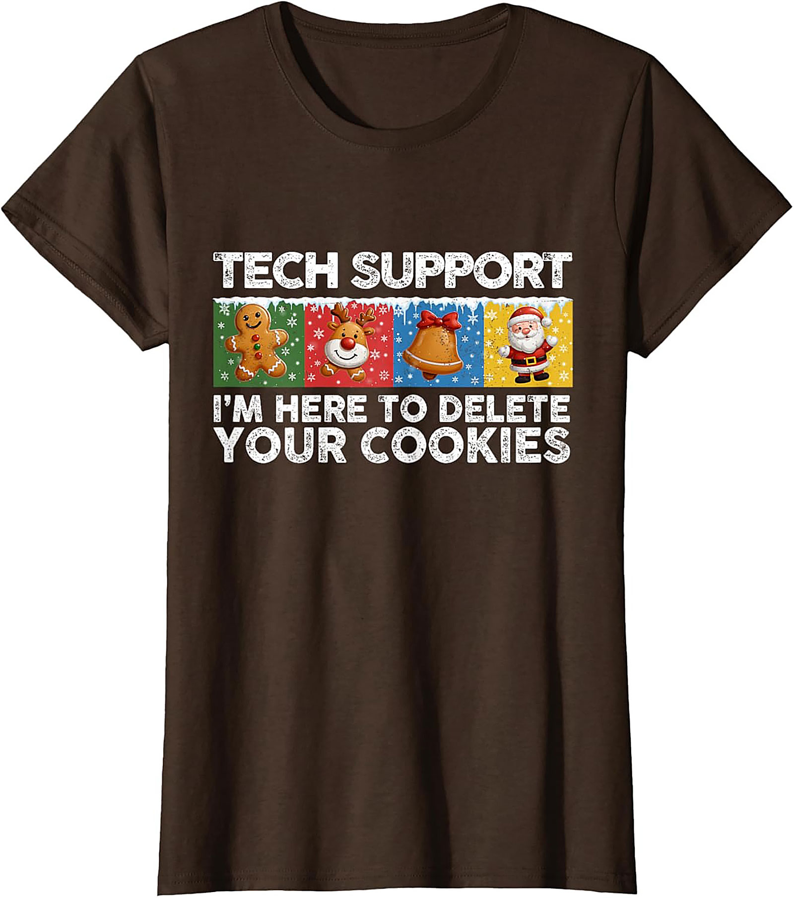 Funny Tech Support Christmas Graphic Tee Delete Cookies