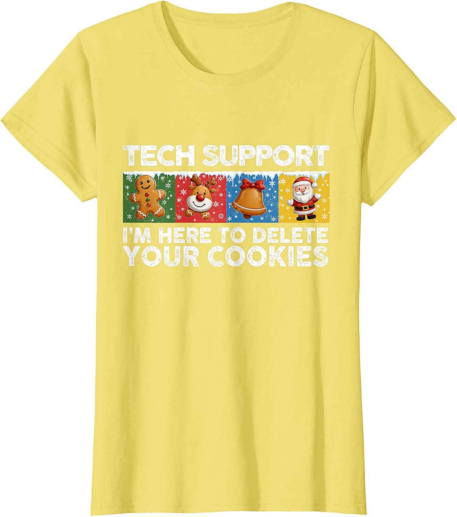 Funny Tech Support Christmas Graphic Tee Delete Cookies