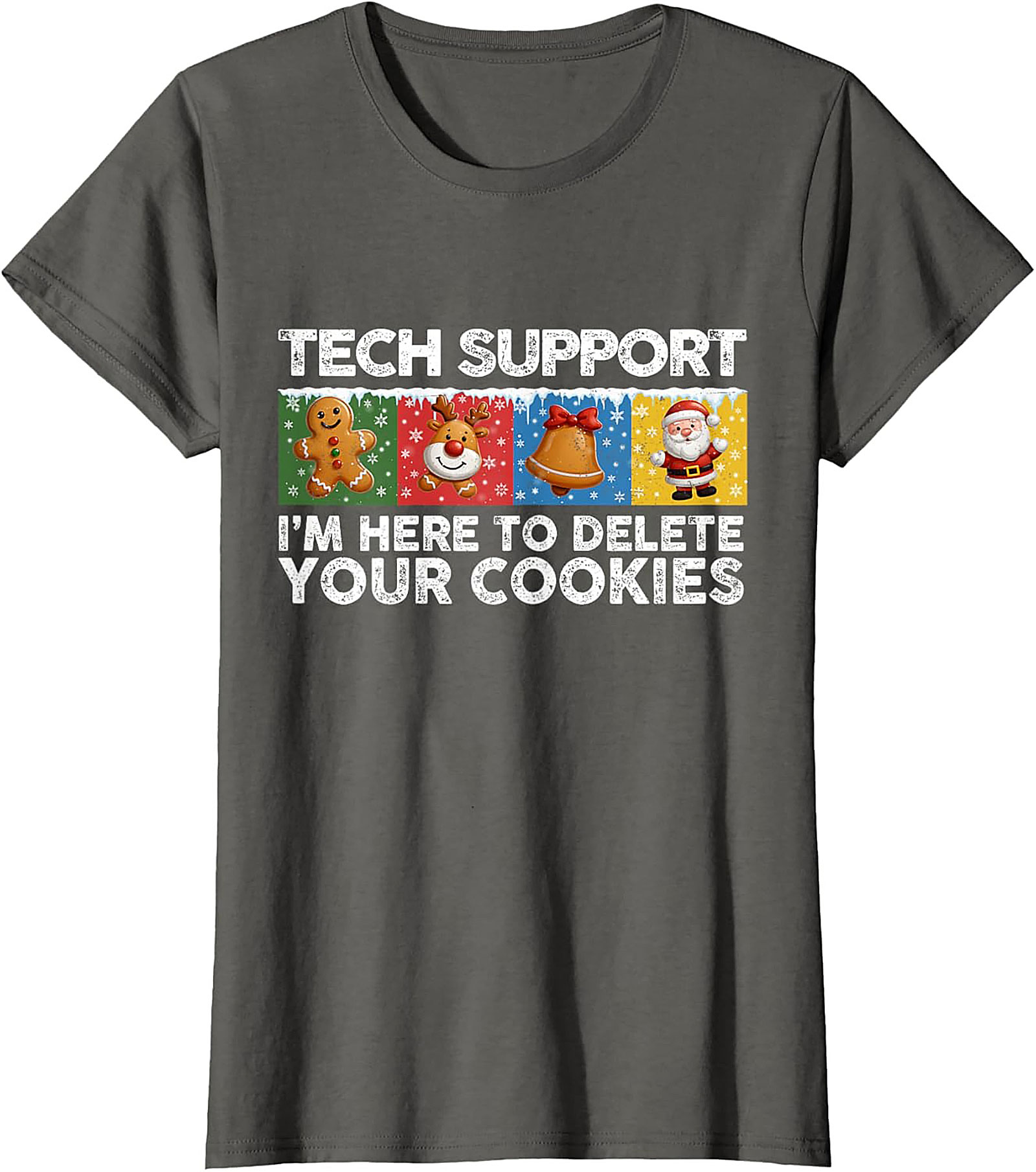 Funny Tech Support Christmas Graphic Tee Delete Cookies