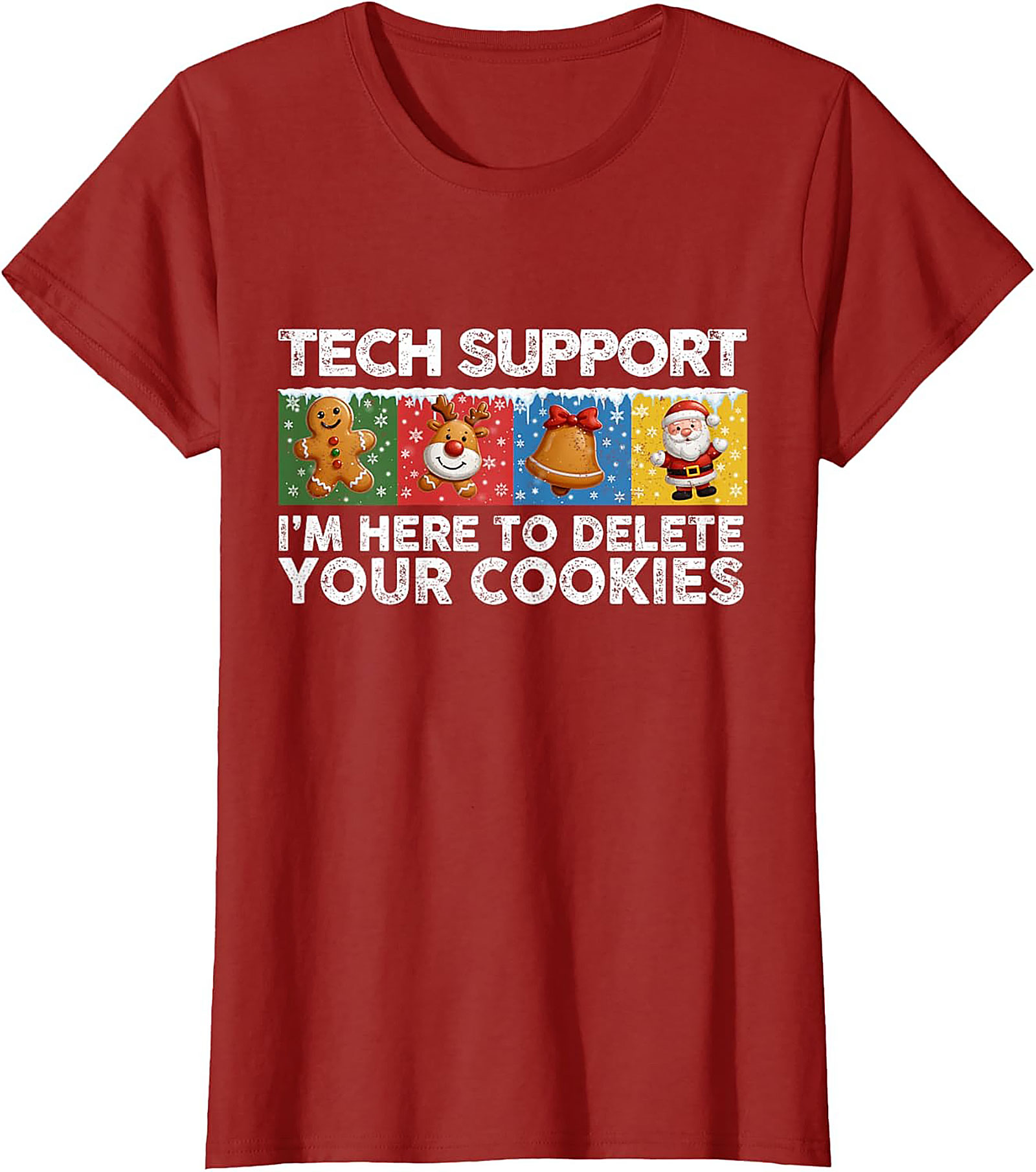 Funny Tech Support Christmas Graphic Tee Delete Cookies