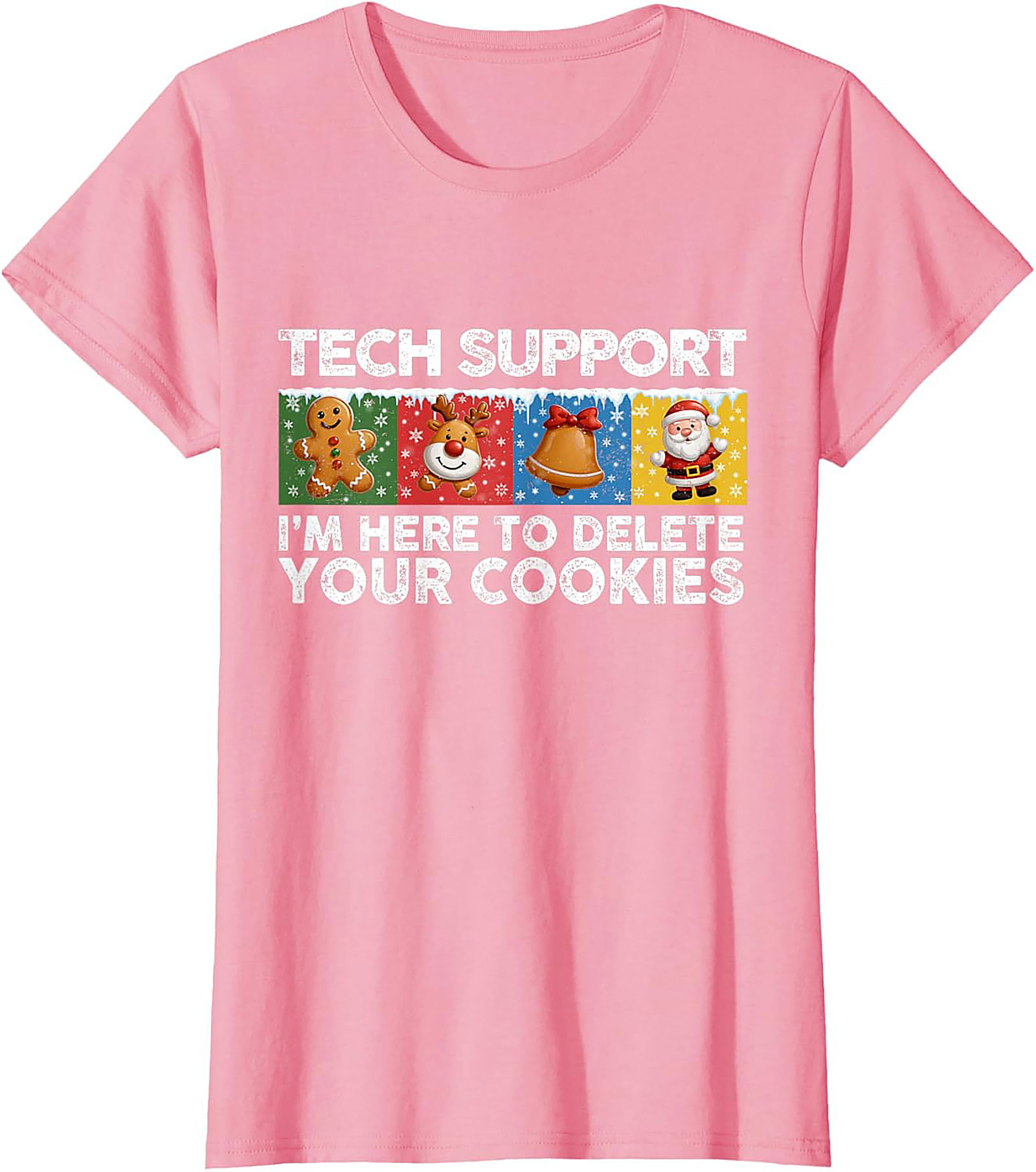 Funny Tech Support Christmas Graphic Tee Delete Cookies