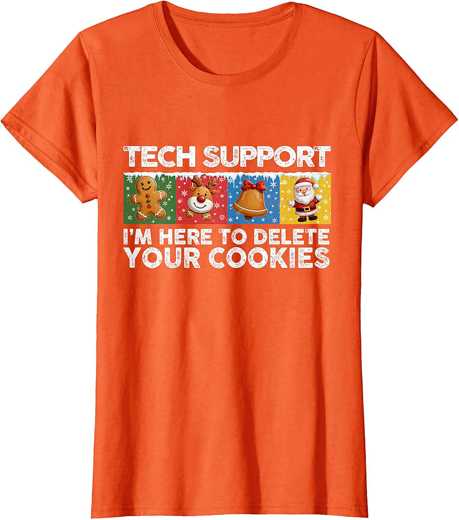 Funny Tech Support Christmas Graphic Tee Delete Cookies