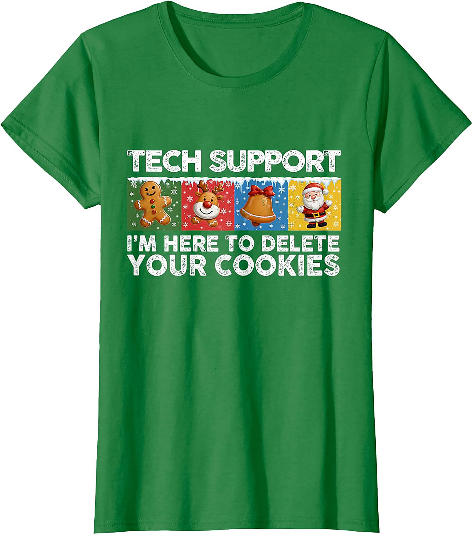 Funny Tech Support Christmas Graphic Tee Delete Cookies