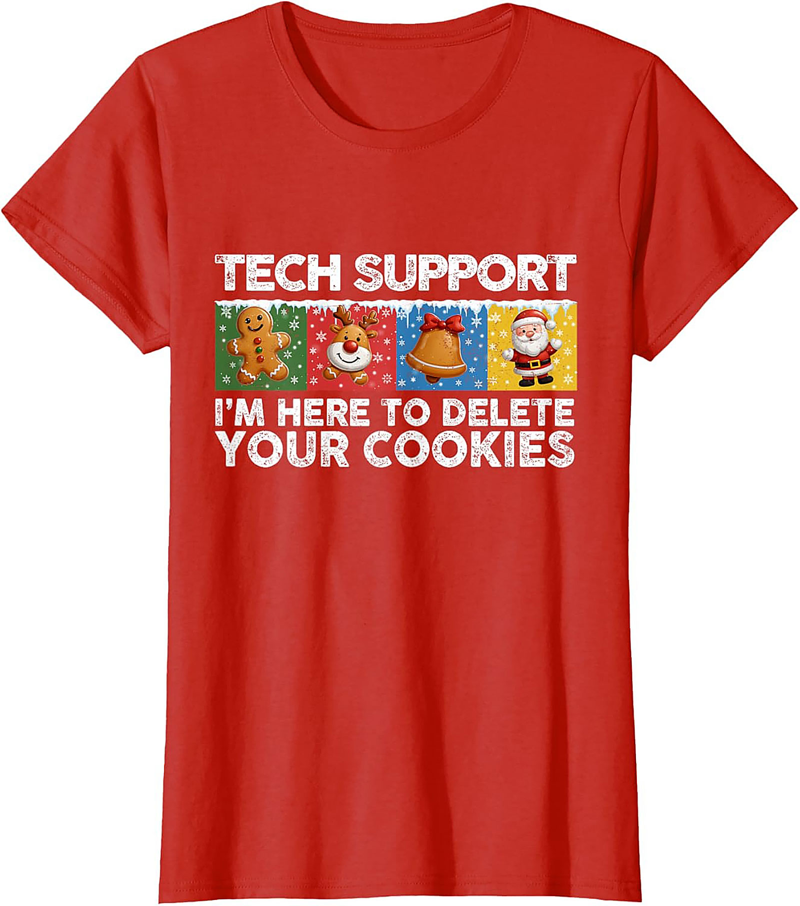Funny Tech Support Christmas Graphic Tee Delete Cookies
