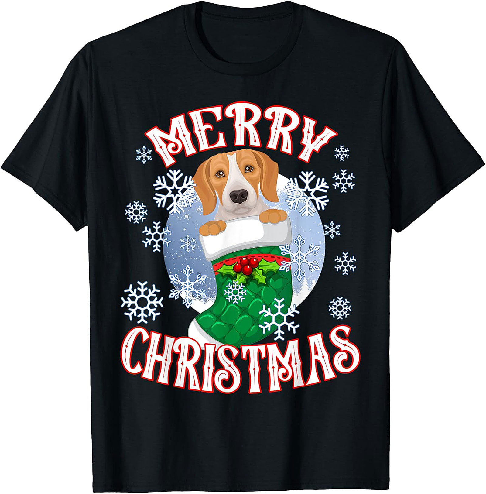 Cute Beagle Christmas T-Shirt | Merry Christmas Dog Lover Graphic Tee