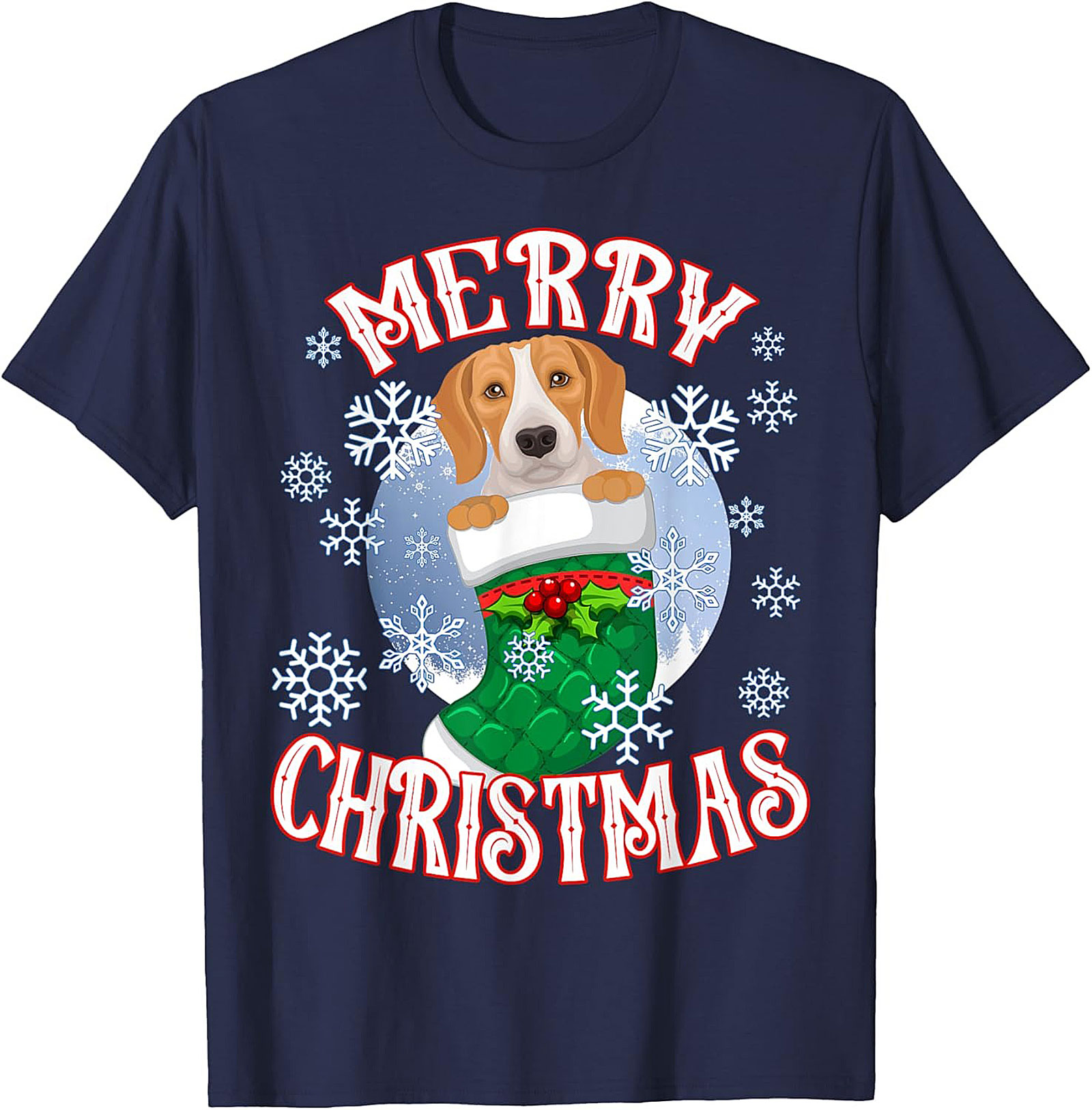 Cute Beagle Christmas T-Shirt | Merry Christmas Dog Lover Graphic Tee
