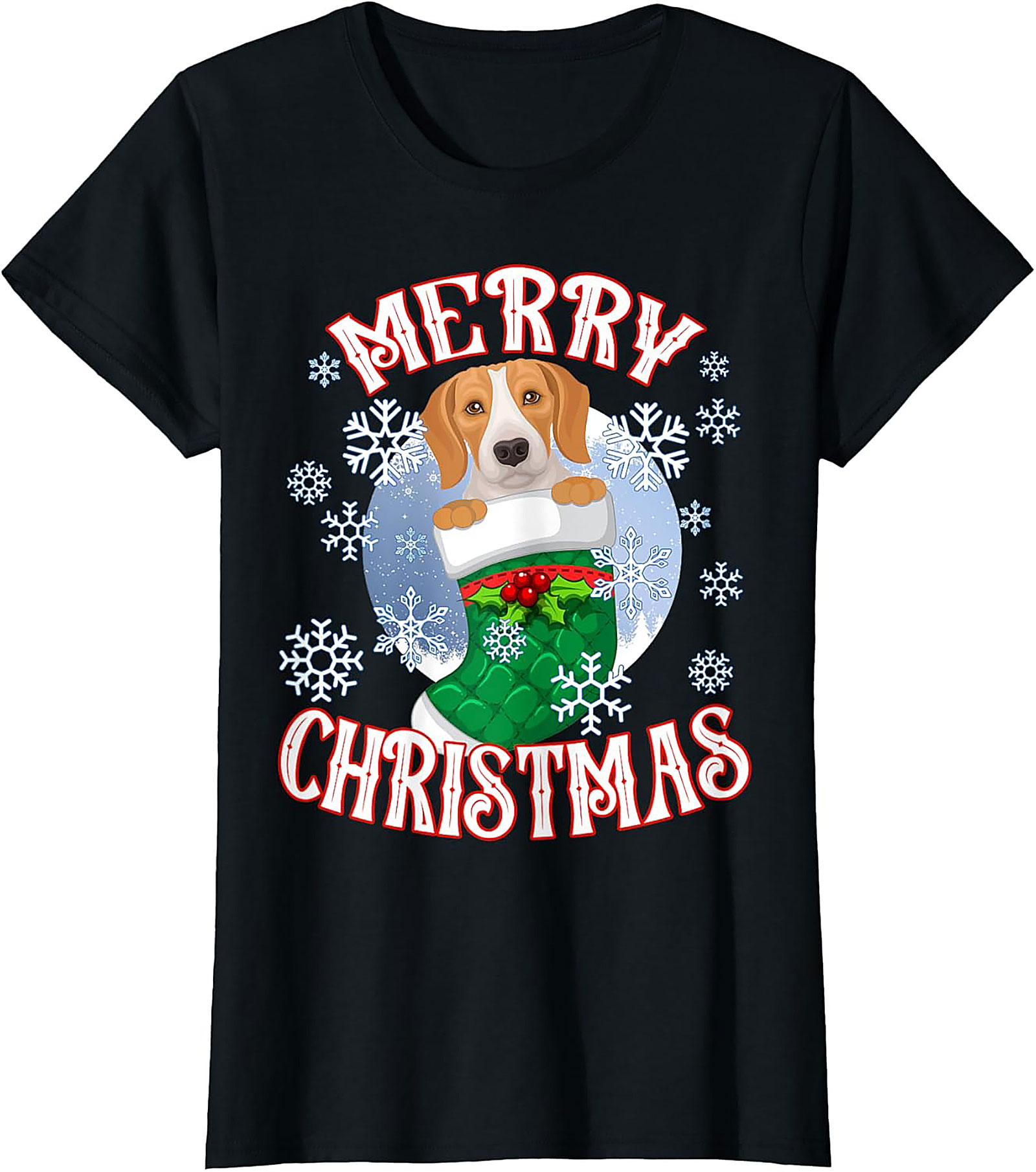 Cute Beagle Christmas T-Shirt | Merry Christmas Dog Lover Graphic Tee