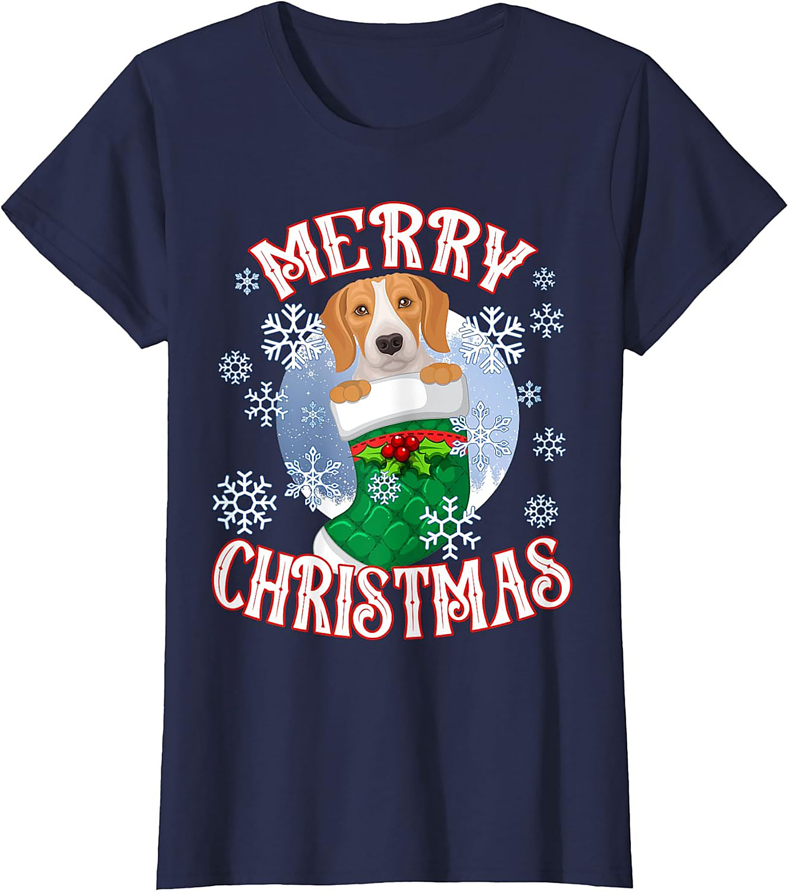 Cute Beagle Christmas T-Shirt | Merry Christmas Dog Lover Graphic Tee