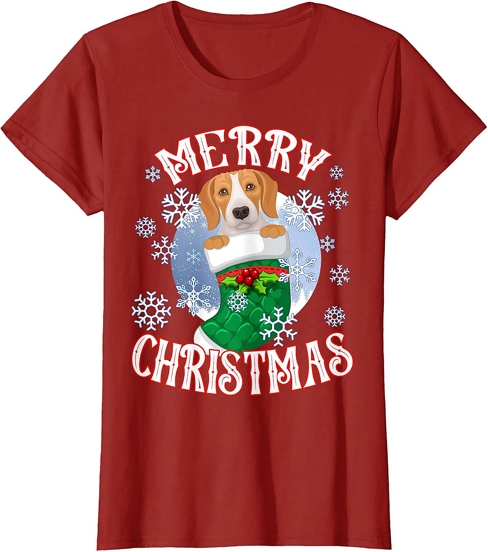 Cute Beagle Christmas T-Shirt | Merry Christmas Dog Lover Graphic Tee