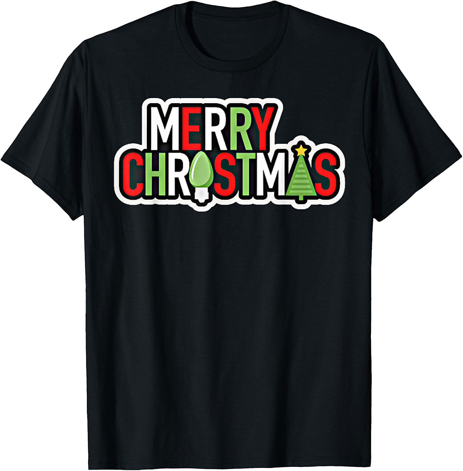 Merry Christmas Lights Festive Graphic Tee Unisex Shirt