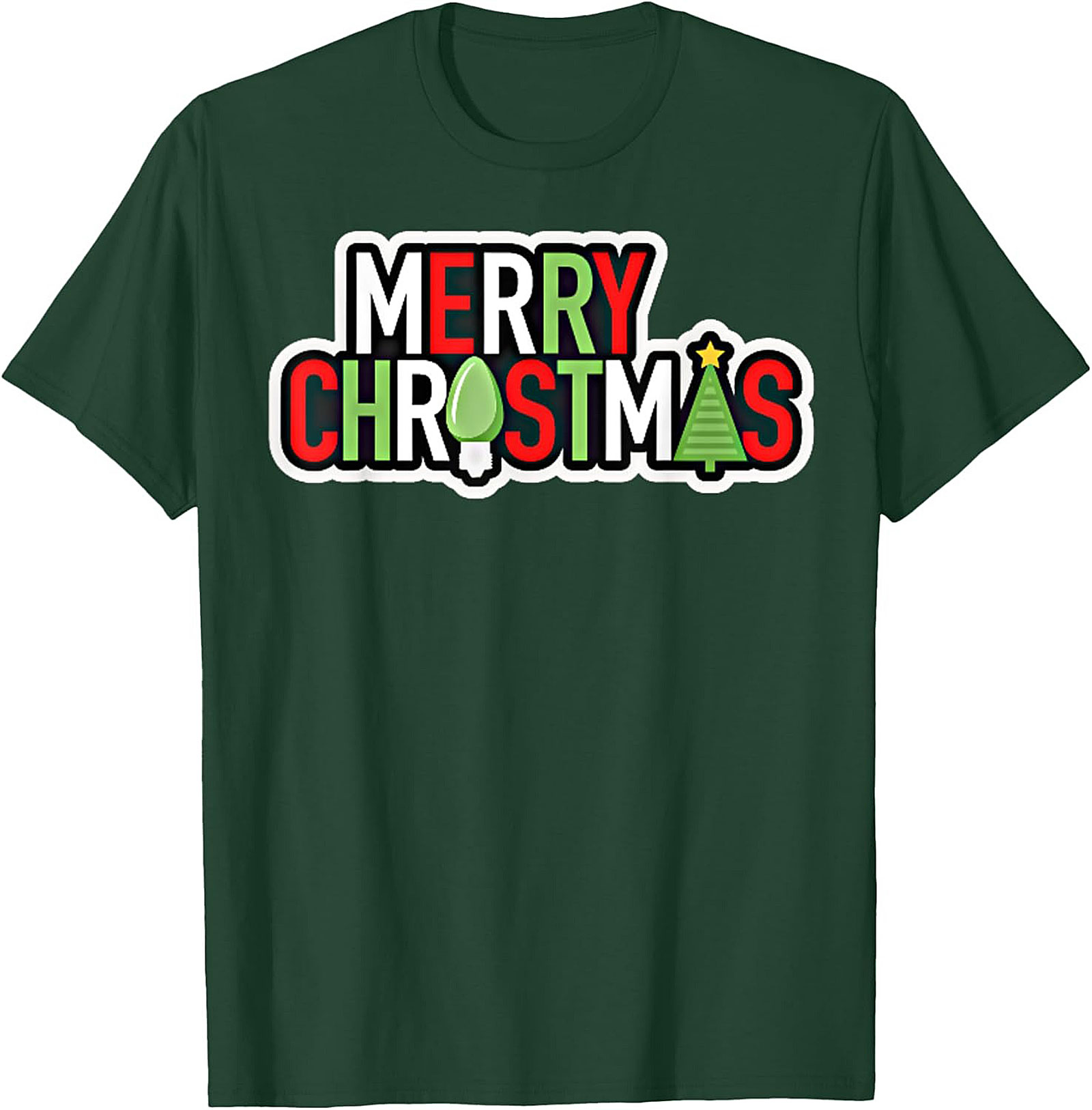 Merry Christmas Lights Festive Graphic Tee Unisex Shirt