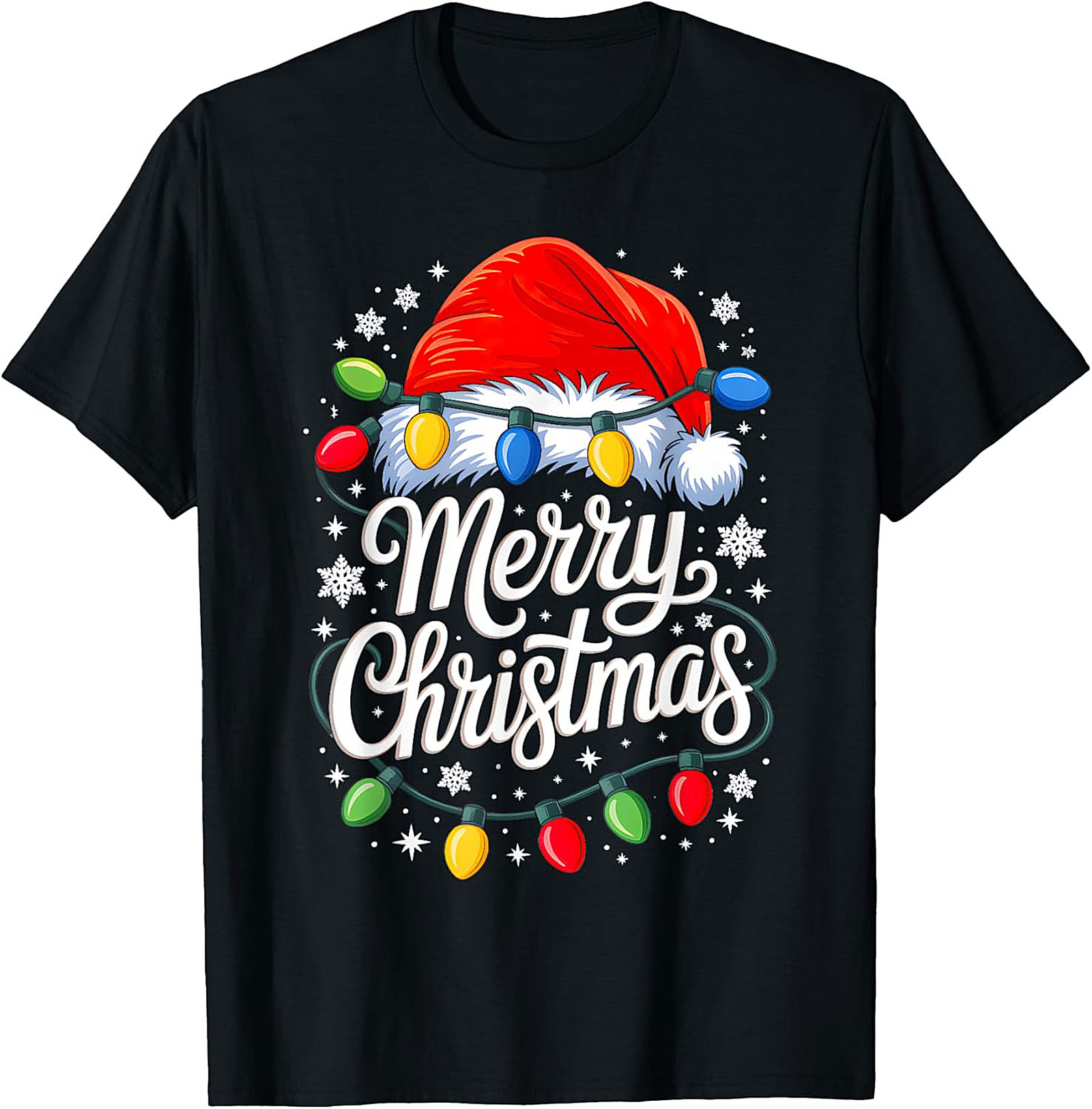 Merry Christmas T-Shirt Santa Hat Festive Graphic Tee
