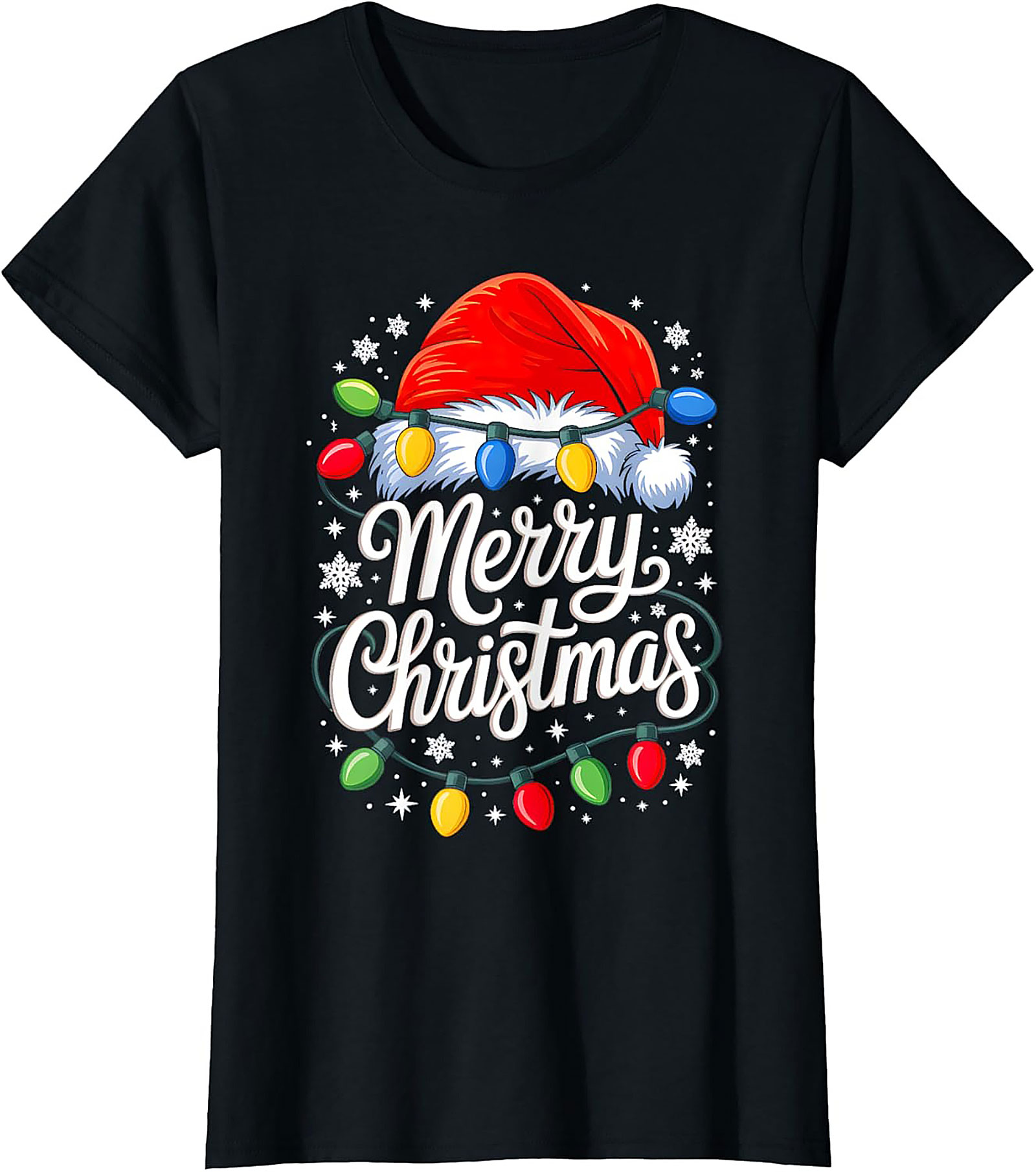 Merry Christmas T-Shirt Santa Hat Festive Graphic Tee